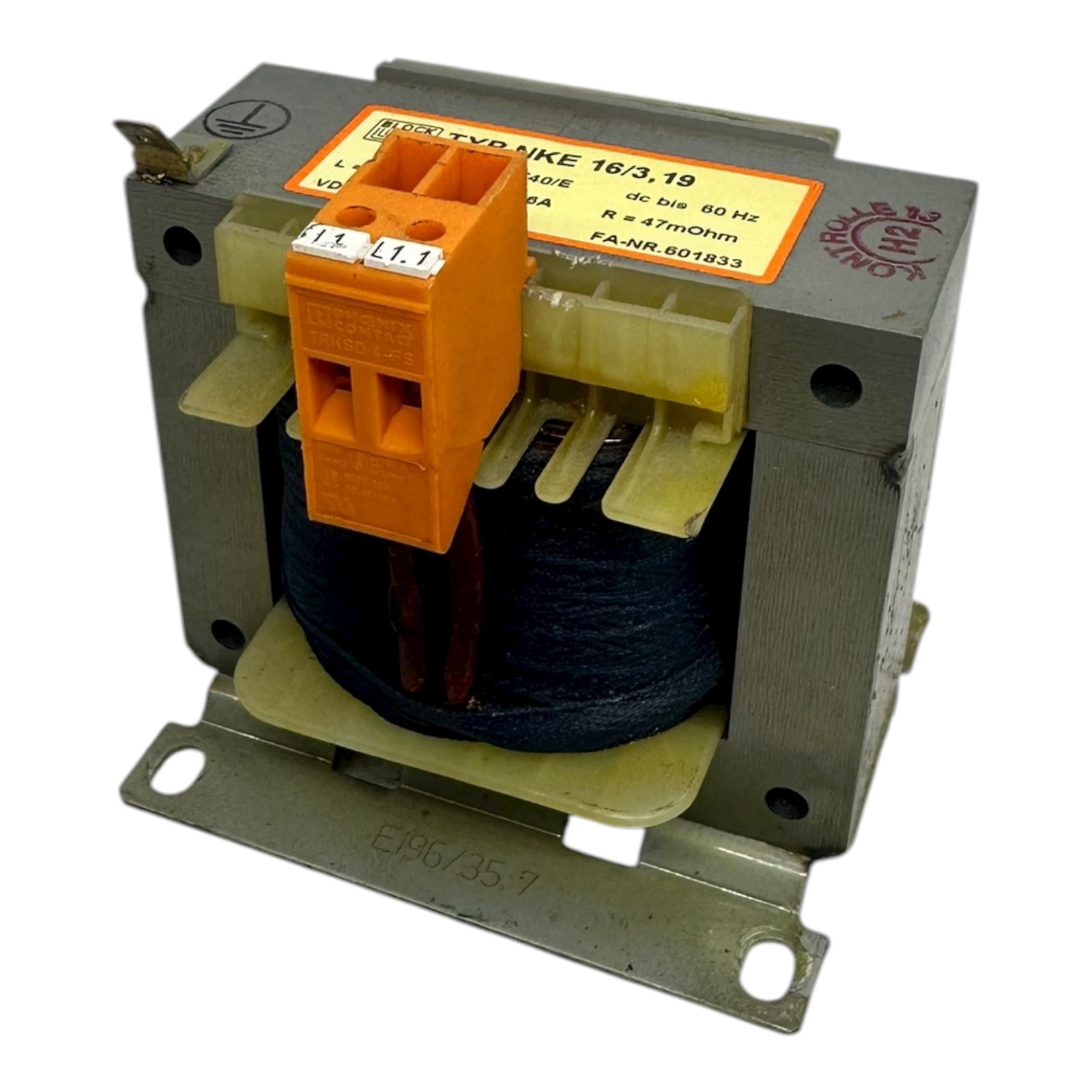 BLOCK NKE 16/3,19 Drosselspule 3,19 mH 16A 47 mΩ IP00 T40/E Trafo Spule