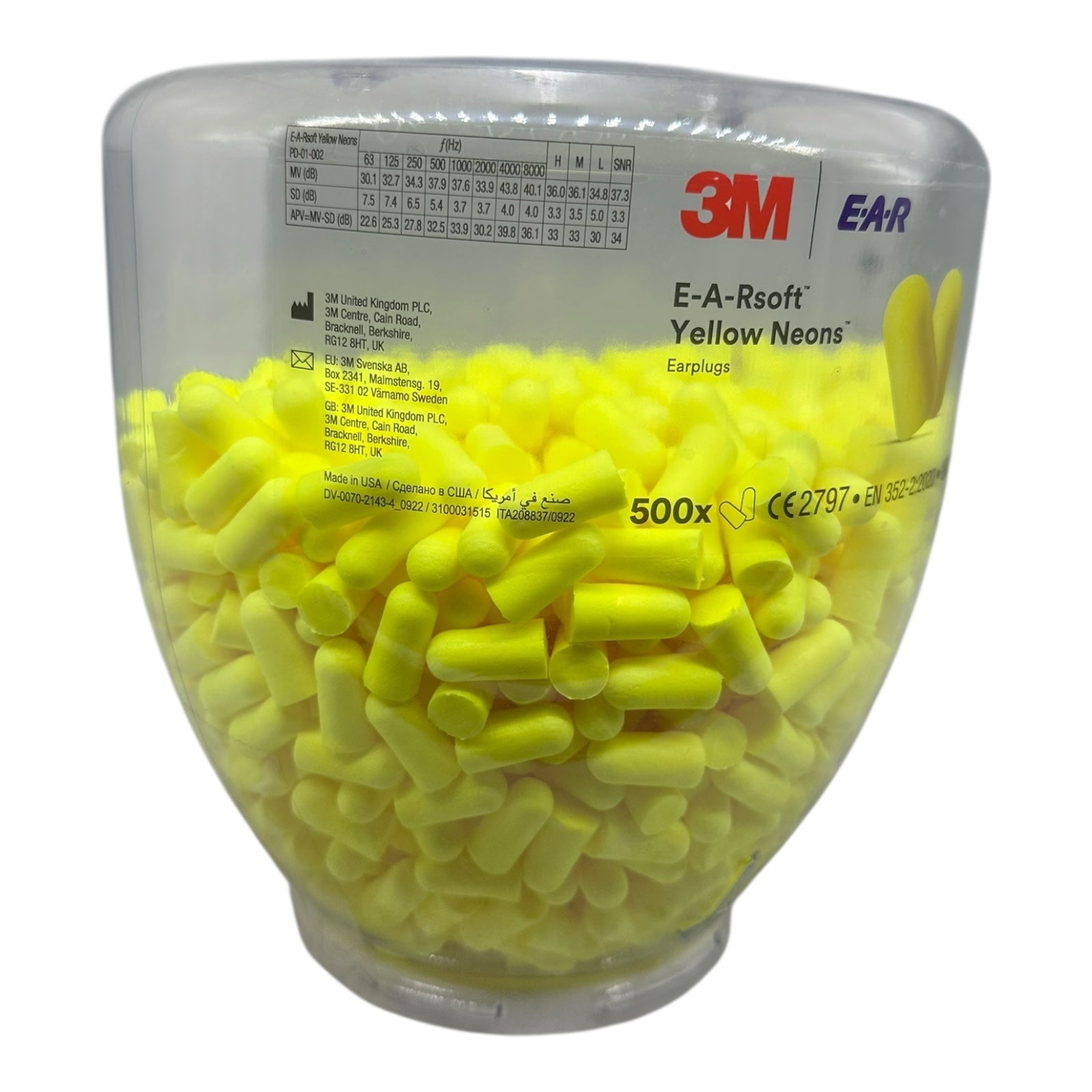 3M E-A-Rsoft Yellow Neons 500x Gehörschutz Ohrstöpsel SNR 36dB Einweg Earplugs