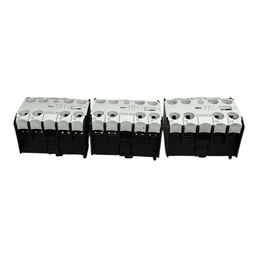 3x Moeller 22DILEM Hilfskontaktblock 2NO/2NC AC15 10A 415V Erweiterung