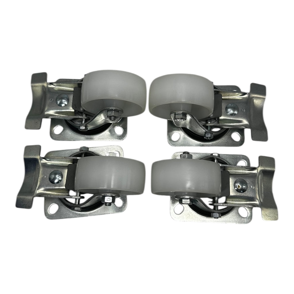 4x Lenkrolle 75mm Polyamid Schwerlast weisse Rolle mit Feststeller