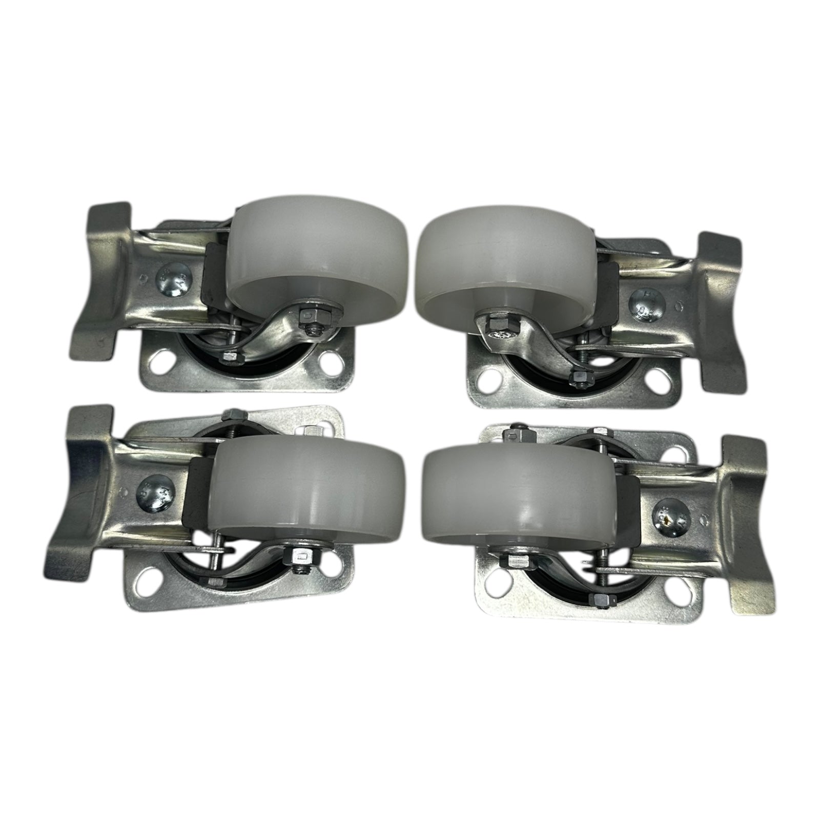 4x Lenkrolle 75mm Polyamid Schwerlast weisse Rolle mit Feststeller