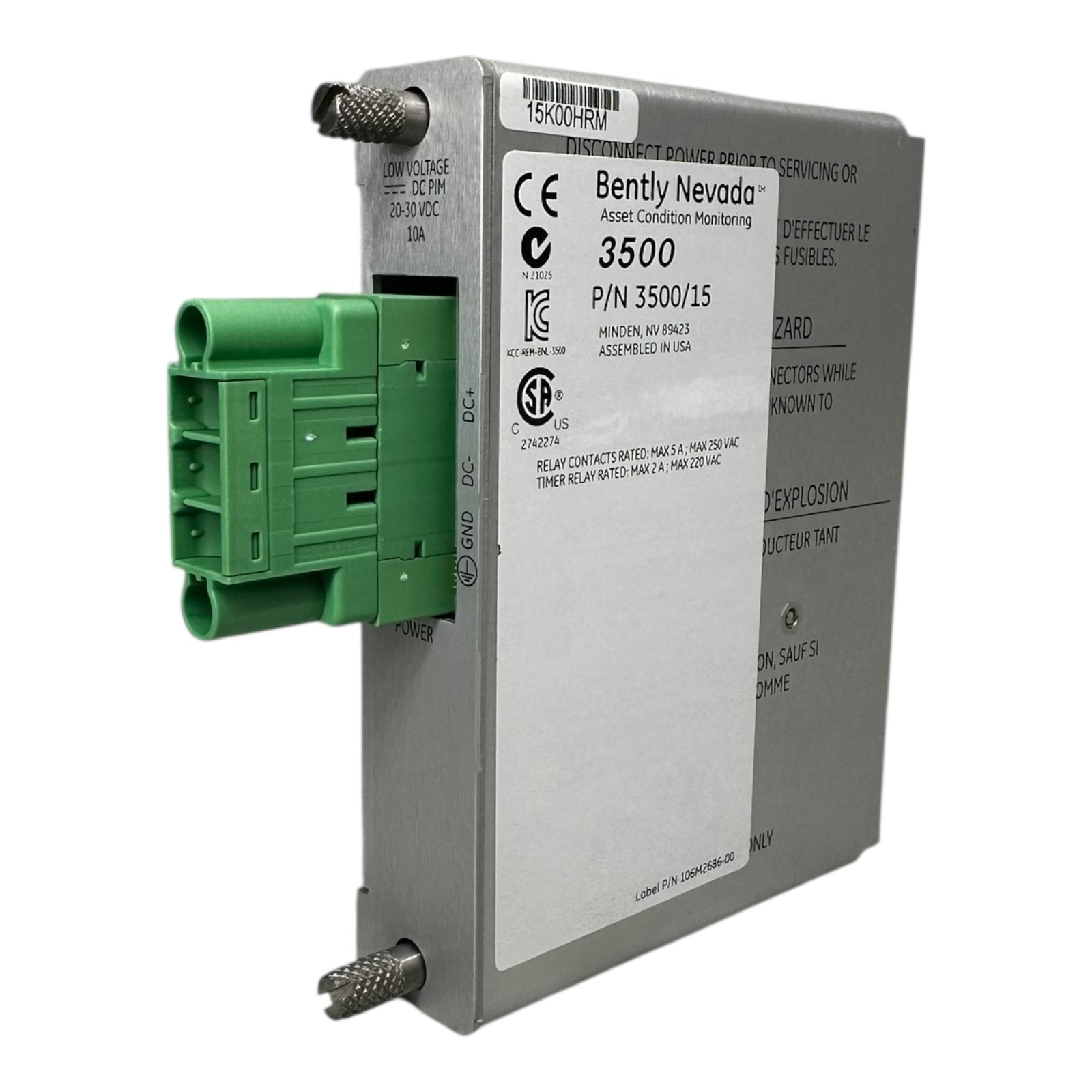 Bently Nevada 3500/15 133300-01 Low Voltage DC Power Input Module
