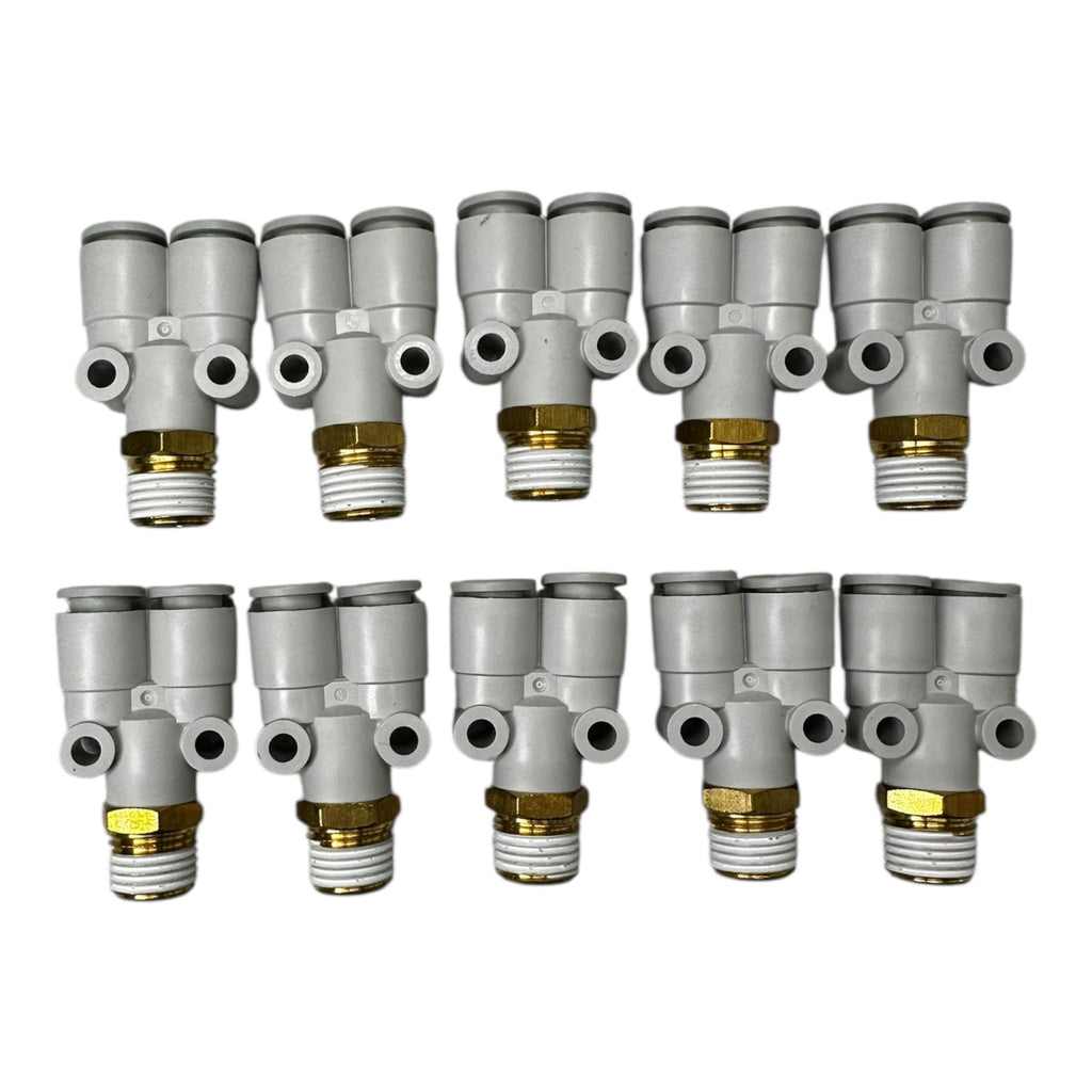 10x SMC KQ2U08-02AS Pneumatik Y-Steckverbinder 1/4” auf R1/4 Zoll
