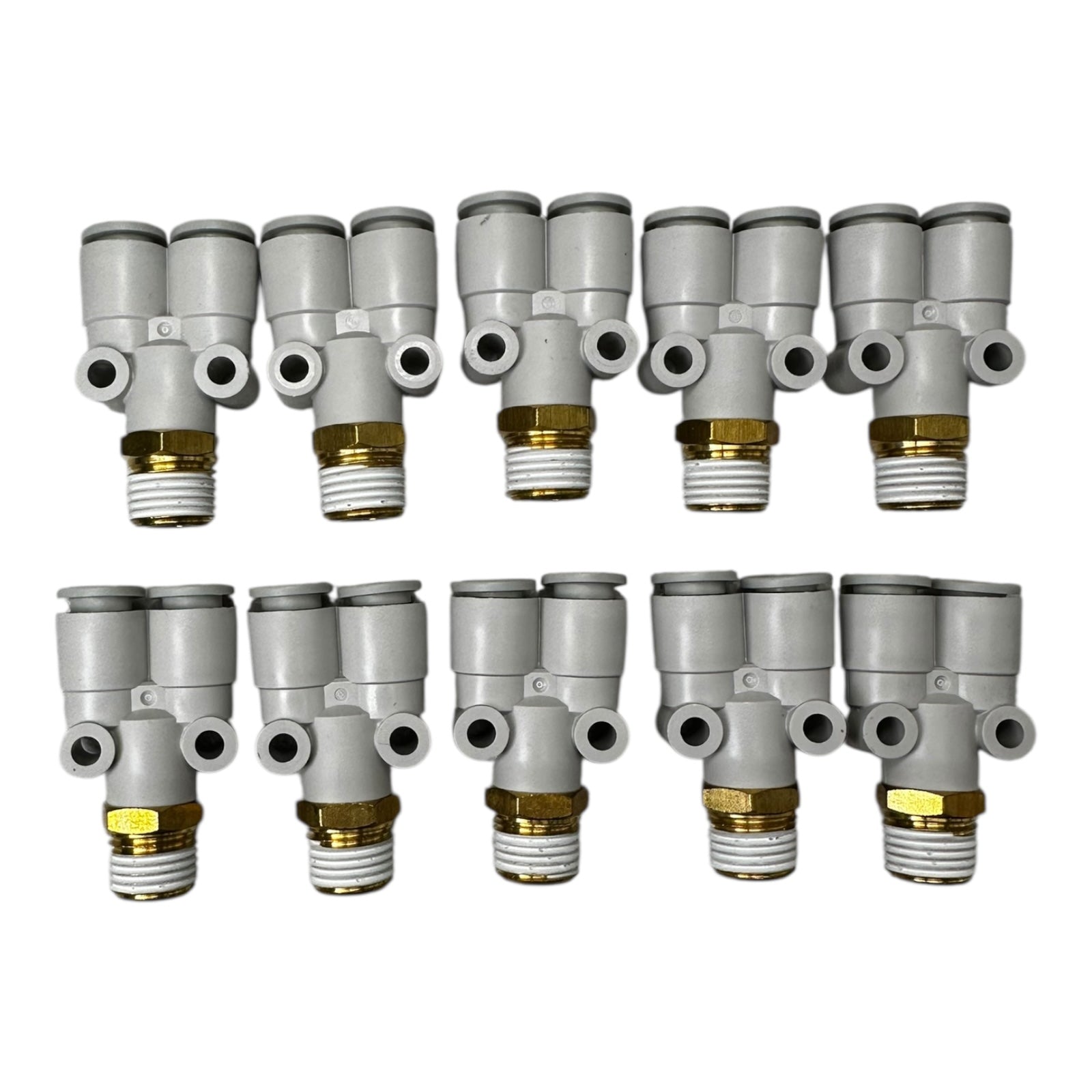 10x SMC KQ2U08-02AS Pneumatik Y-Steckverbinder 1/4” auf R1/4 Zoll