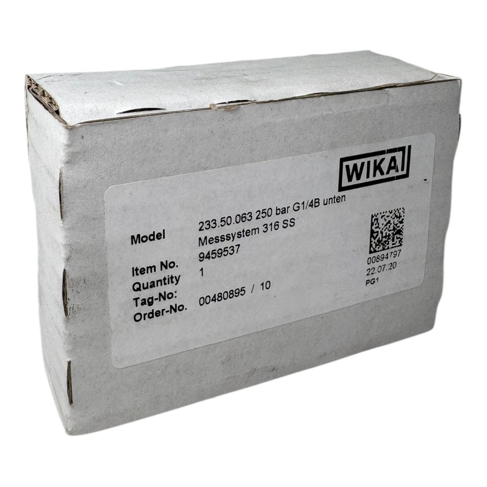 WIKA 233.50.063 Manometer 250bar G1/4B unten Edelstahl 316 Rohrfeder