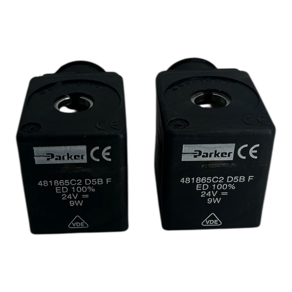 2x Parker 481865C2 D5B F Magnetspule 24V 9W Ventilspule VDE