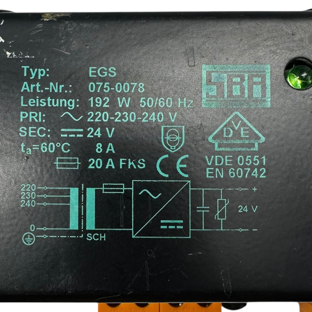 SBA EGS 075-0078 Trafo 192 W 230V auf 24V 8A Netzteil Transformator VDE