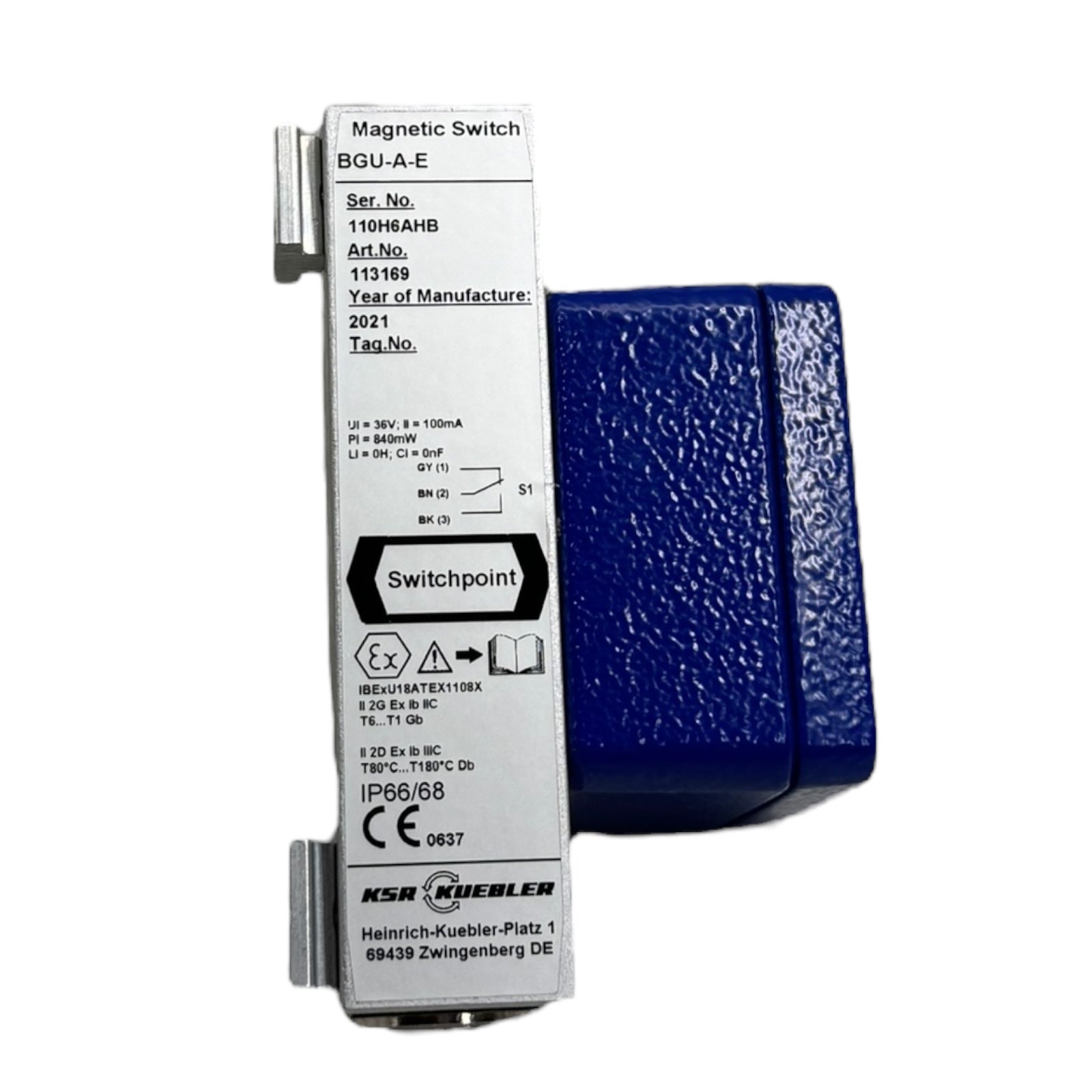 KSR KUEBLER BGU-A-E 113169 Magnetischer Endschalter IP66/68 ATEX 36VDC 100mA