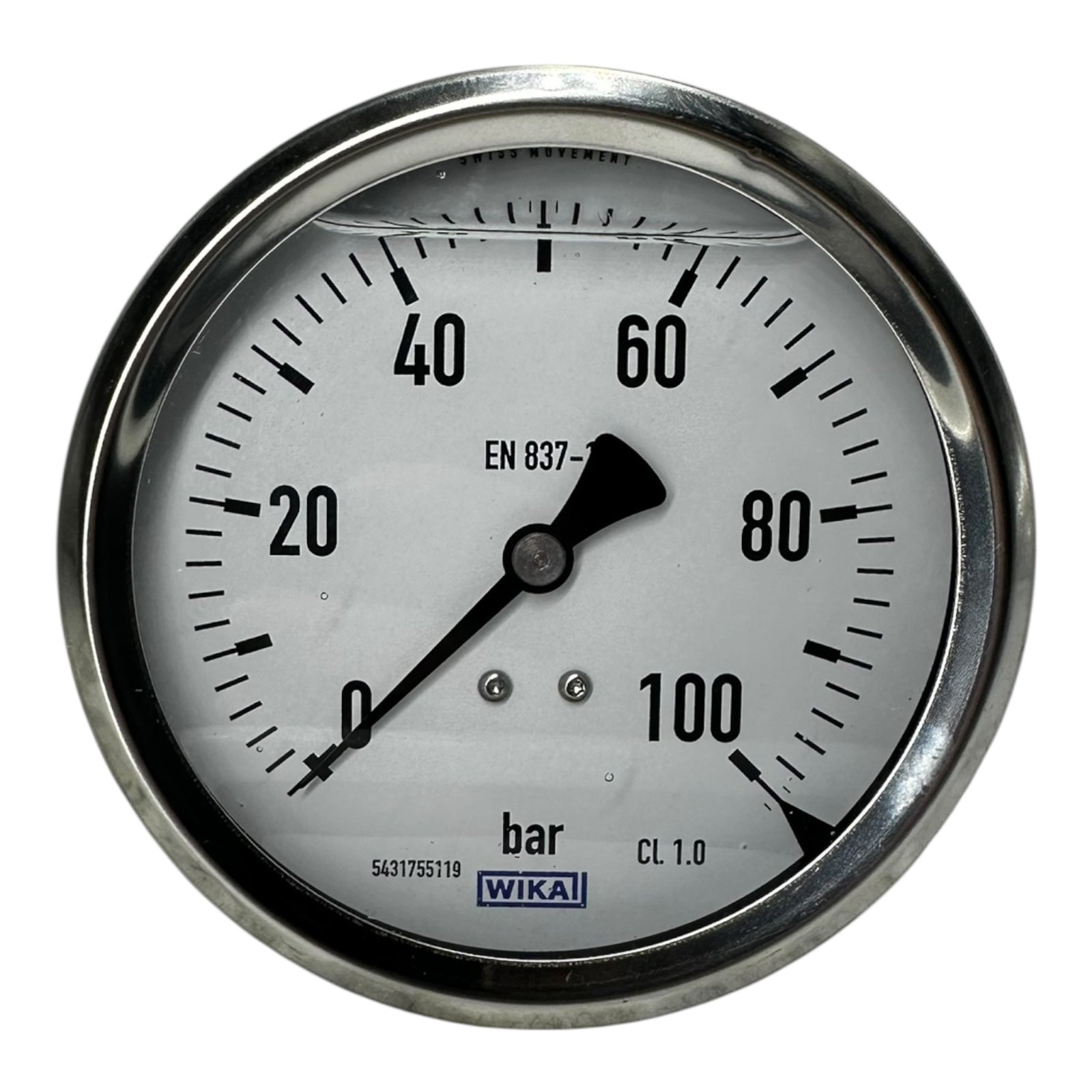 Wika Manometer 0–100 bar Ø100mm EN 837-1 CL1.0 Edelstahl G1/2B Druckmesser neu