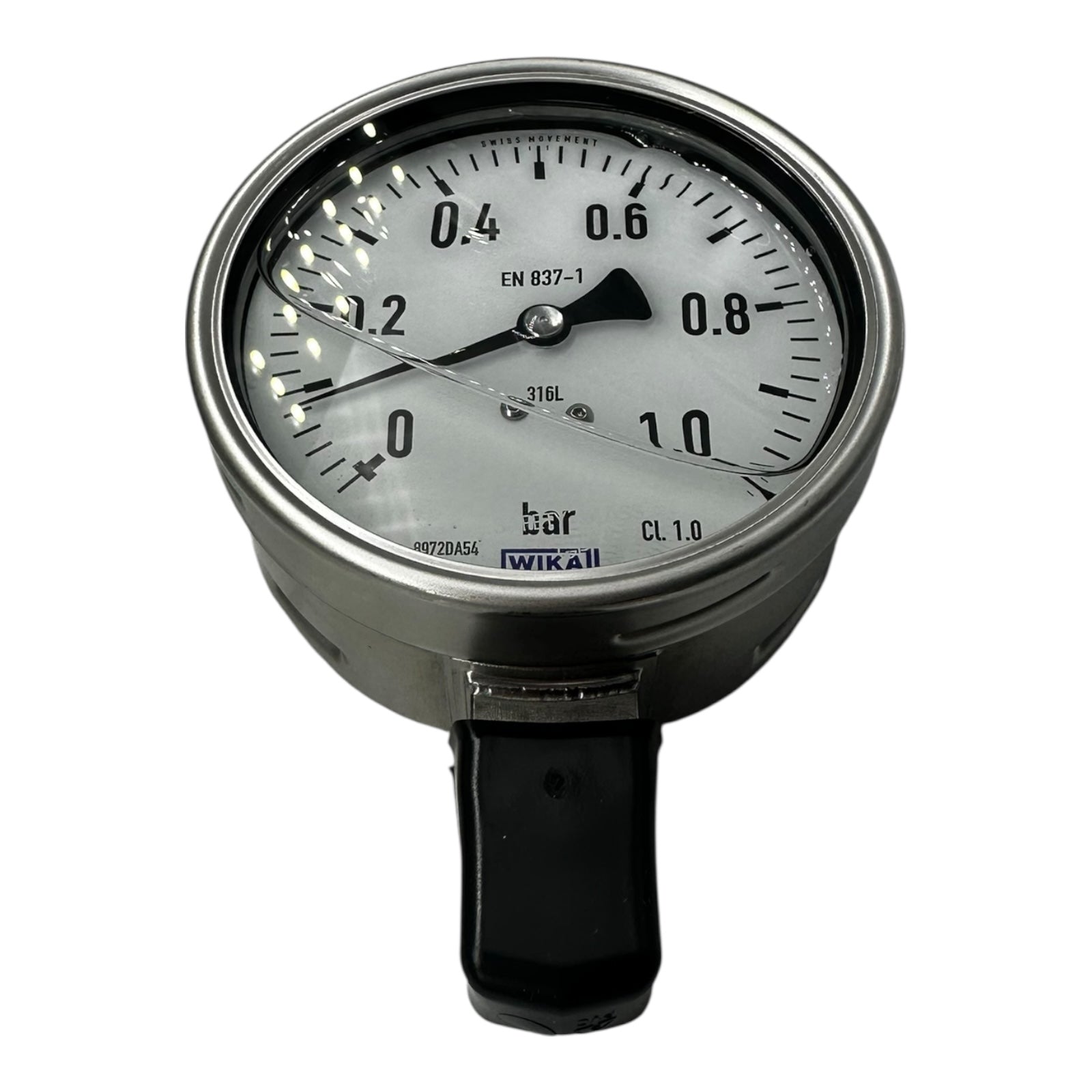 WIKA Manometer 233.50.100 0–1 bar G1/2B unten Edelstahl 316L IP65 Klasse 1.0