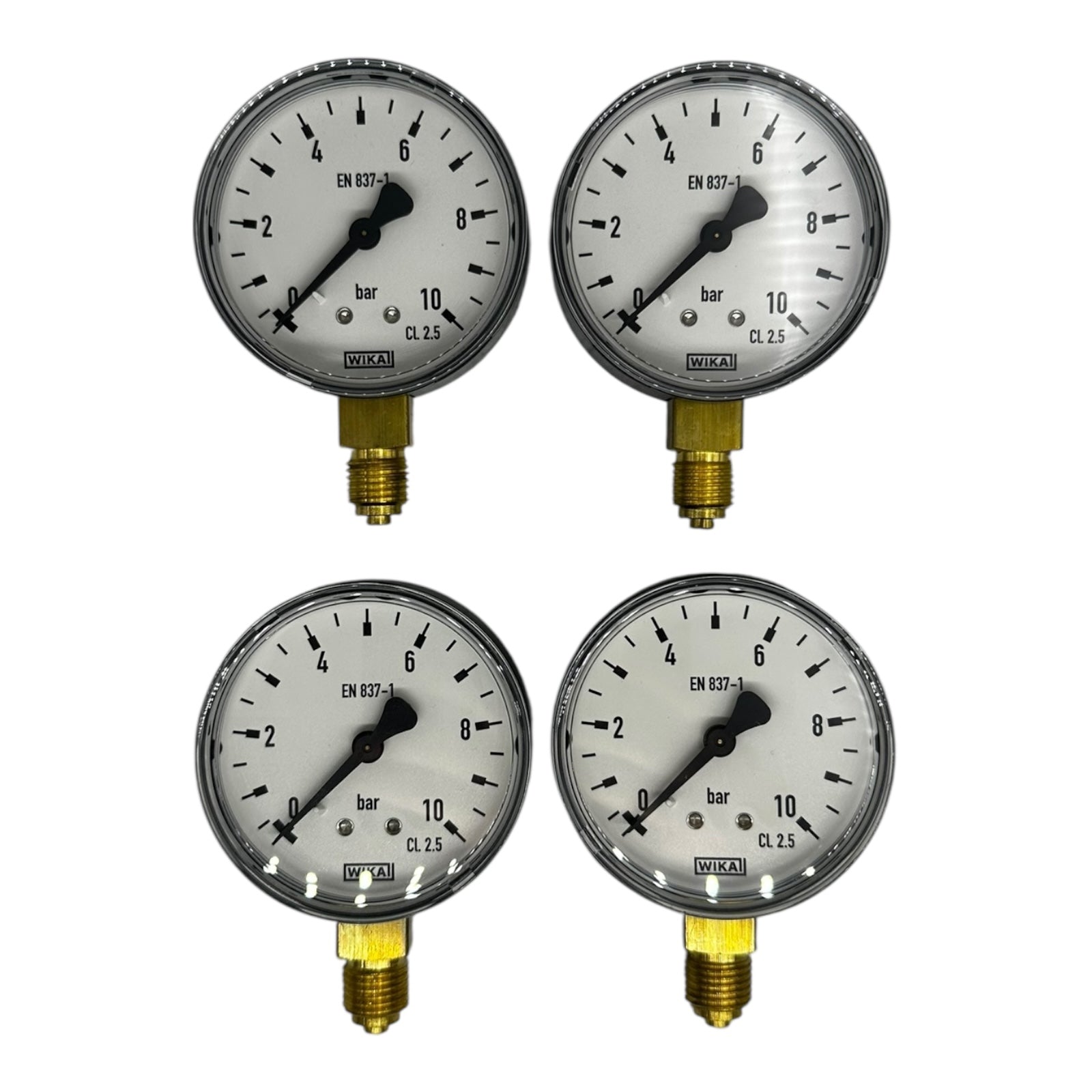 4x WIKA Manometer 0–10 bar G1/4B unten Ø63mm Druckmesser Messgerät CL 2.5