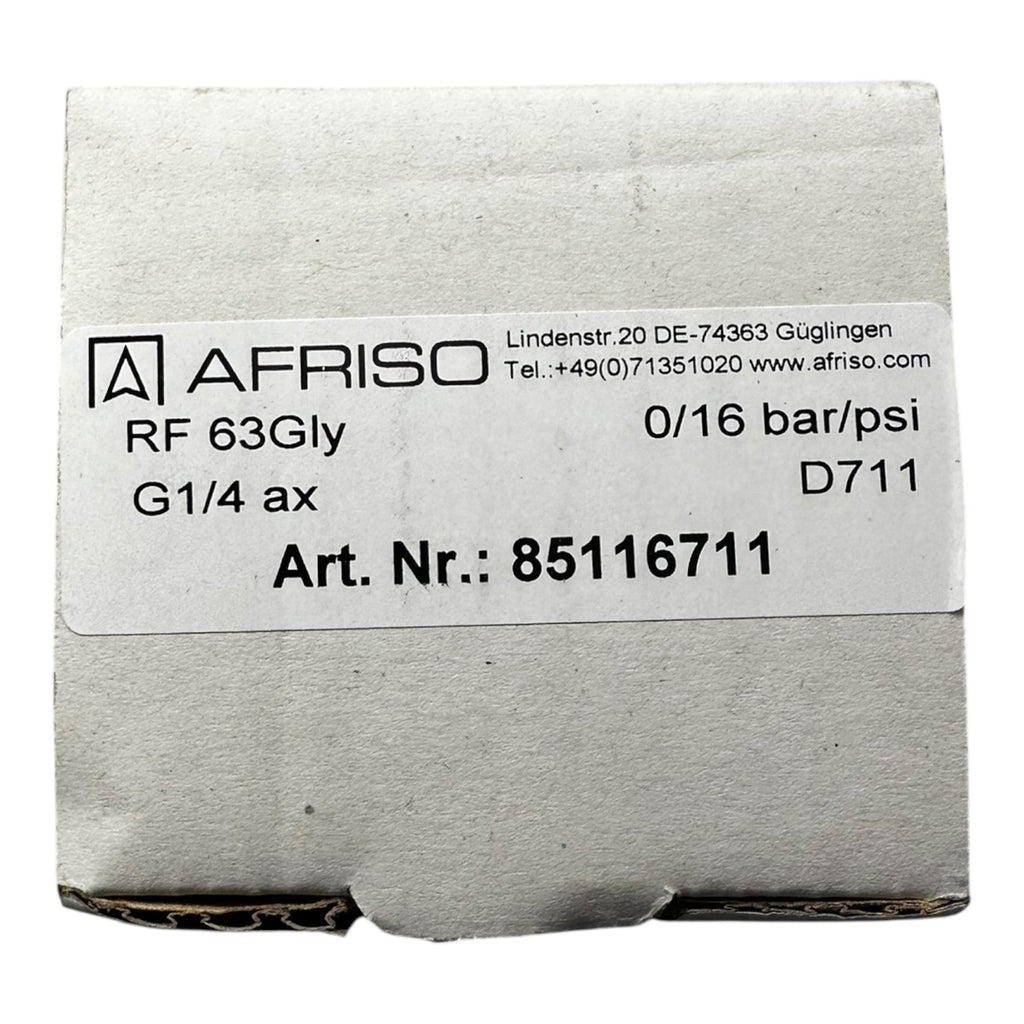 Afriso Manometer RF 63Gly 0–16 bar/psi G1/4 axial Ø63mm Glyzerin gefüllt