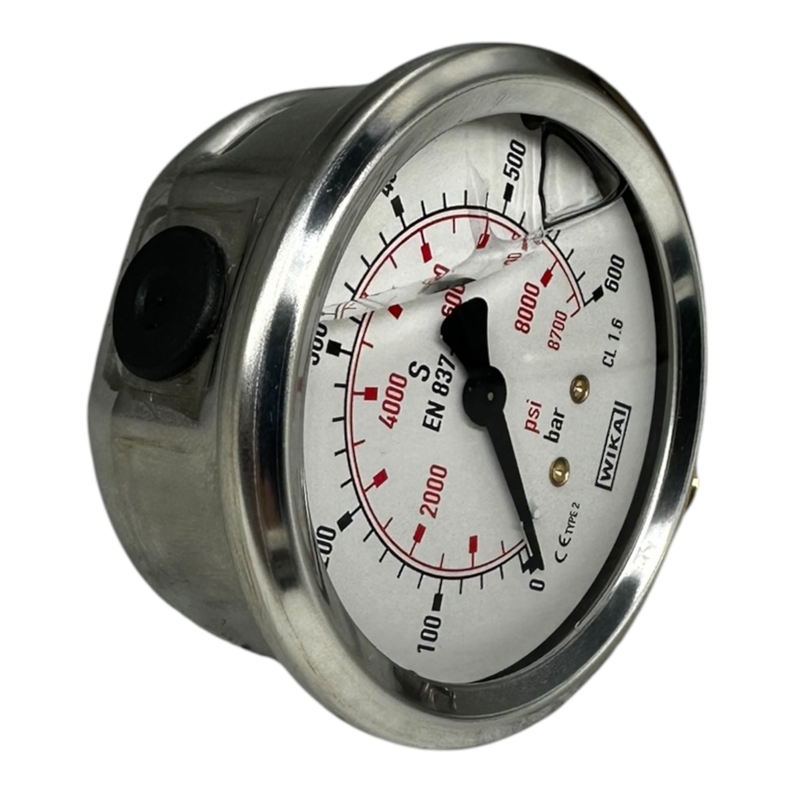 WIKA Manometer 0–600 bar 8700 psi G1/4B unten Ø100mm Druckmesser CL 1.6
