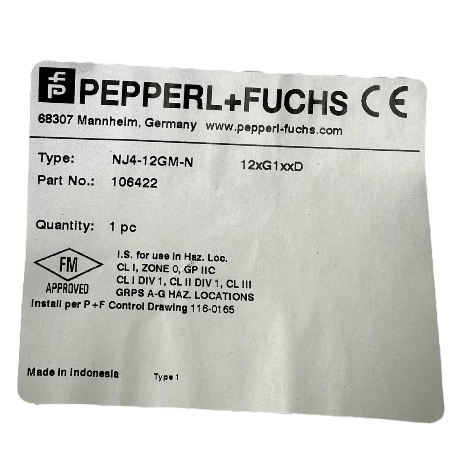 Pepperl+Fuchs NJ4-12GM-N Induktiver Sensor M12 12mm ATEX EX 106422 NEU