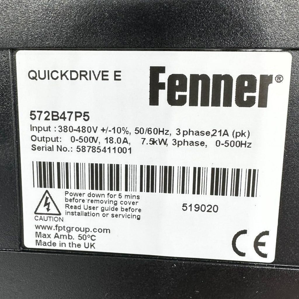 Fenner QuickDrive E 572B47P5 Frequenzumrichter 7,5 kW 18A 3-Phasen 480 V neu