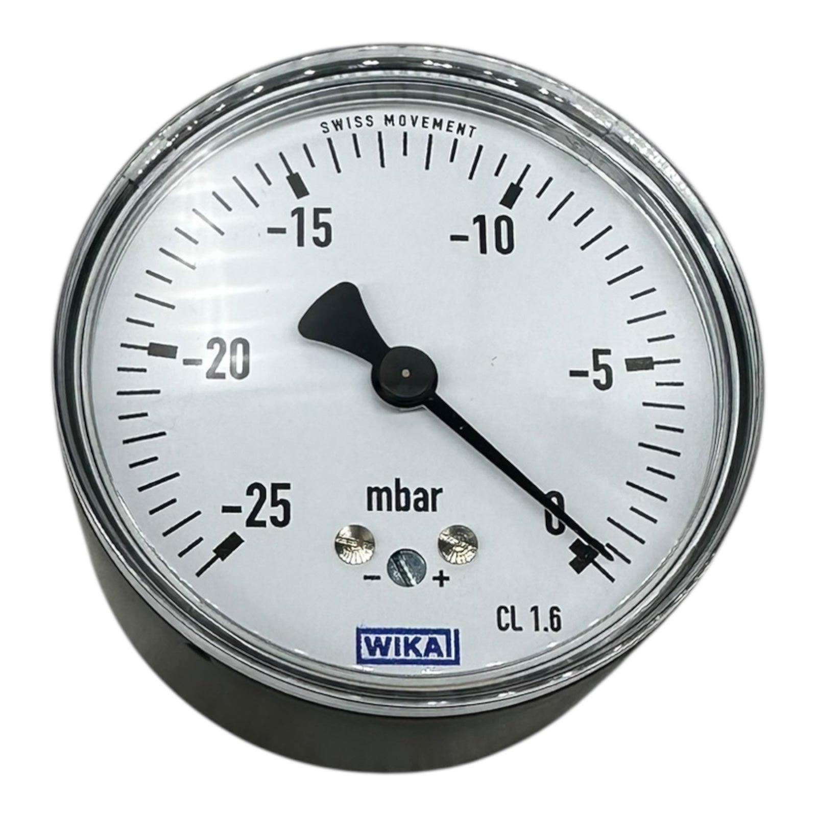 WIKA 611.10.063 Manometer -25…0 mbar G1/4B Ø63 mm Unterdruckanzeige CL1.6