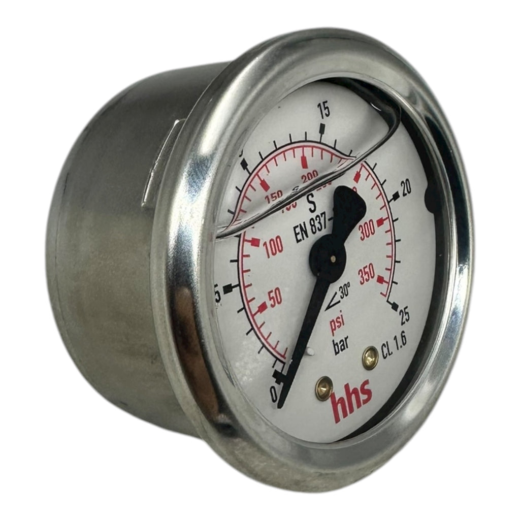 2x WIKA hhs Manometer 0–25 bar 0–350 psi G1/4B EN 837 CL 1.6 Druckmessgerät