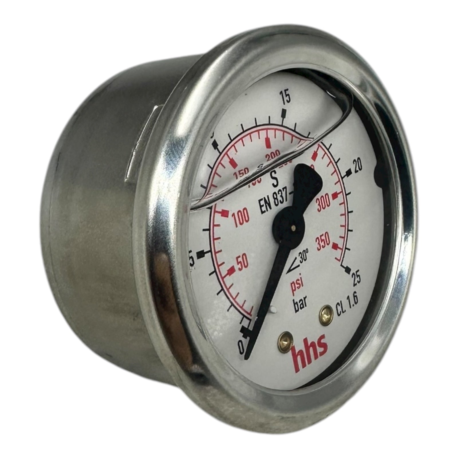 2x WIKA hhs Manometer 0–25 bar 0–350 psi G1/4B EN 837 CL 1.6 Druckmessgerät