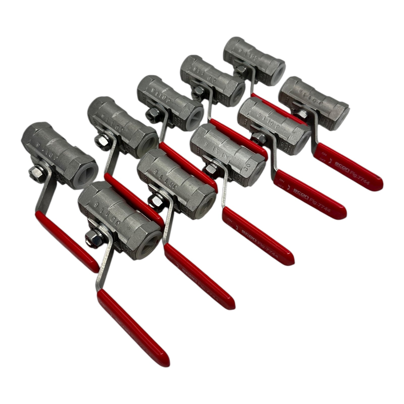 10x Econ EC0774401 Edelstahl Kugelhahn DN12 PN68 2-Wege Ventil roter Griff