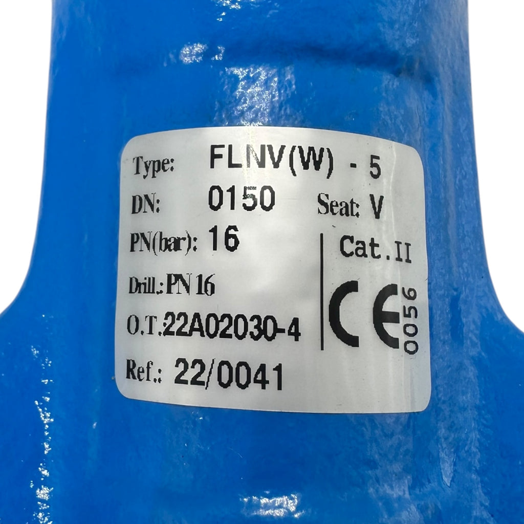 Absperrklappe DN150 PN16 Typ FLNV(W)-5 Sitz V CE0056 Flanschventil blau