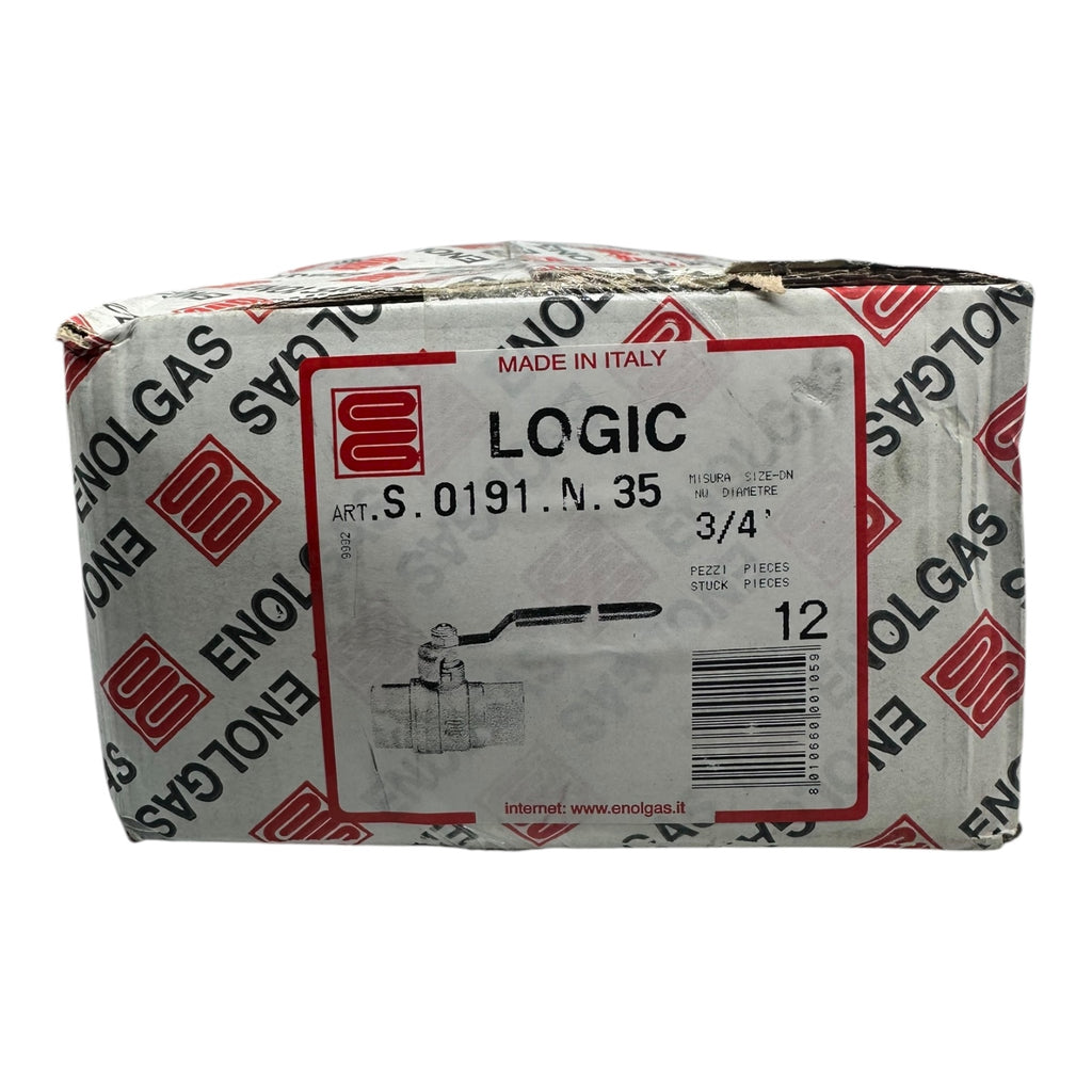 12x Enolgas Logic S.0191.N.35 Kugelhahn 3/4” DN20 PN30 IG Messing vernickelt