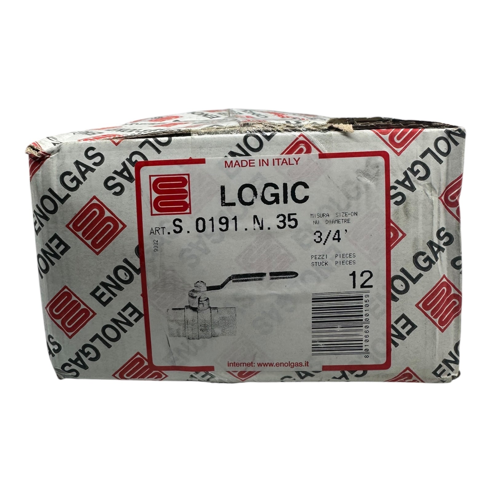 12x Enolgas Logic S.0191.N.35 Kugelhahn 3/4” DN20 PN30 IG Messing vernickelt