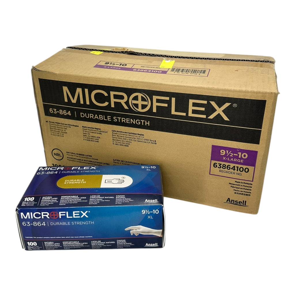 1000x Ansell Microflex 63-864 Latexhandschuhe XL 9½–10 puderfrei 1000 Stück