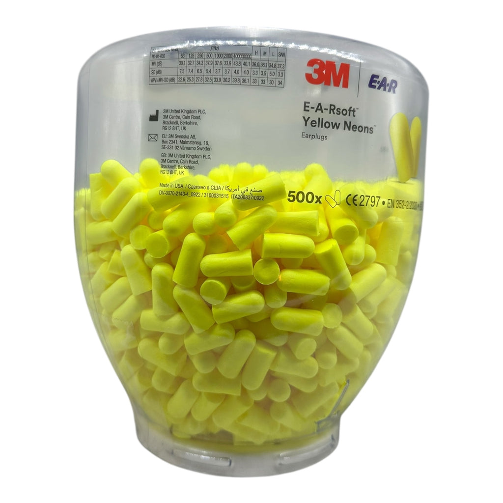 3M E-A-Rsoft Yellow Neons 500x Gehörschutz Ohrstöpsel SNR 36dB Einweg Earplugs
