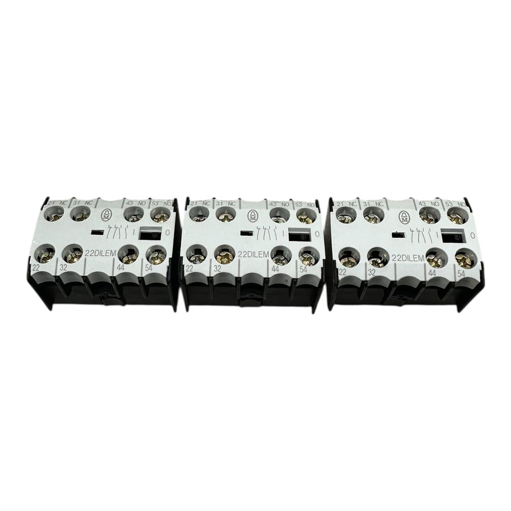 3x Moeller 22DILEM Hilfskontaktblock 2NO/2NC AC15 10A 415V Erweiterung