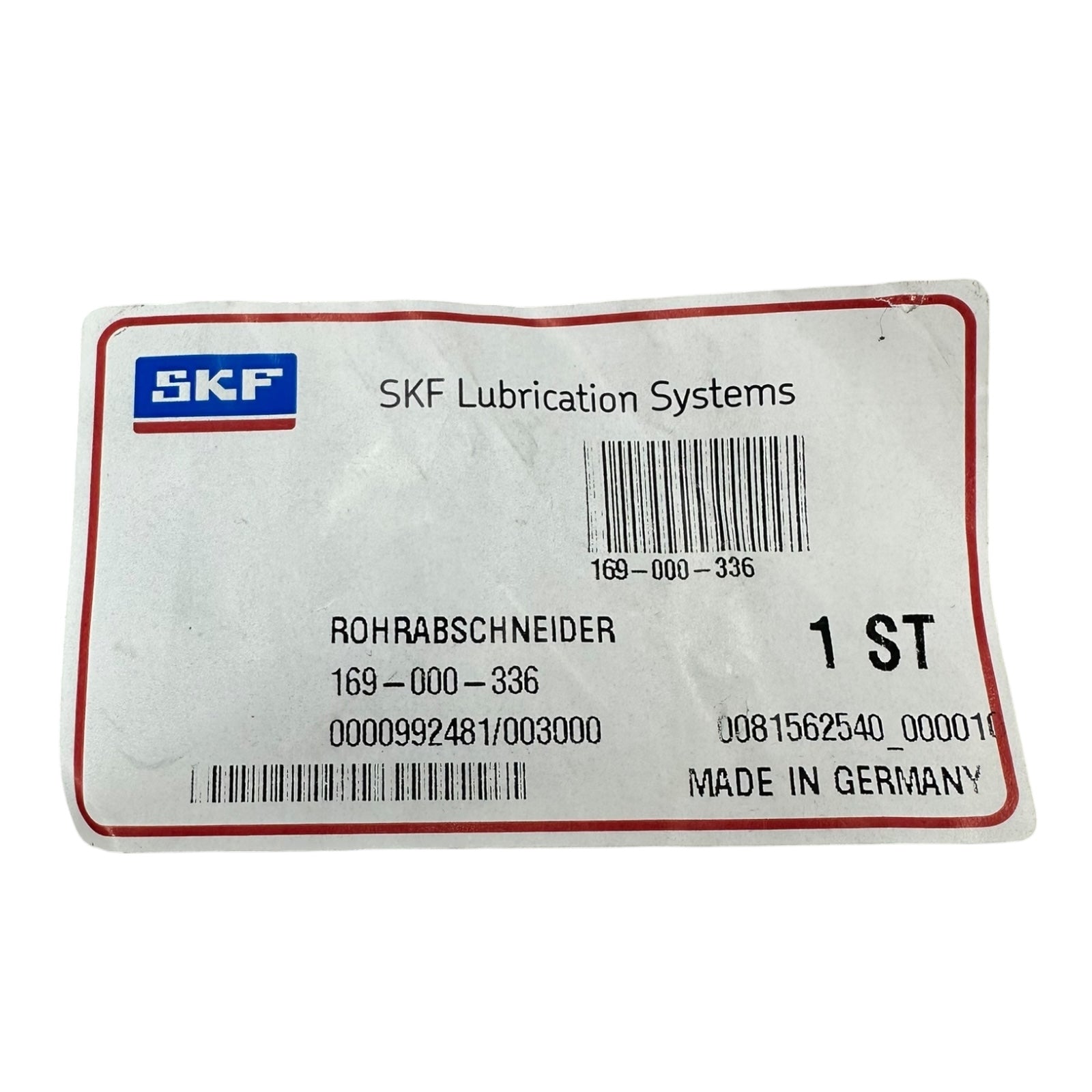 SKF Rohrabschneider 169-000-336 Rohrschneider Lubrication Systems Made Germany