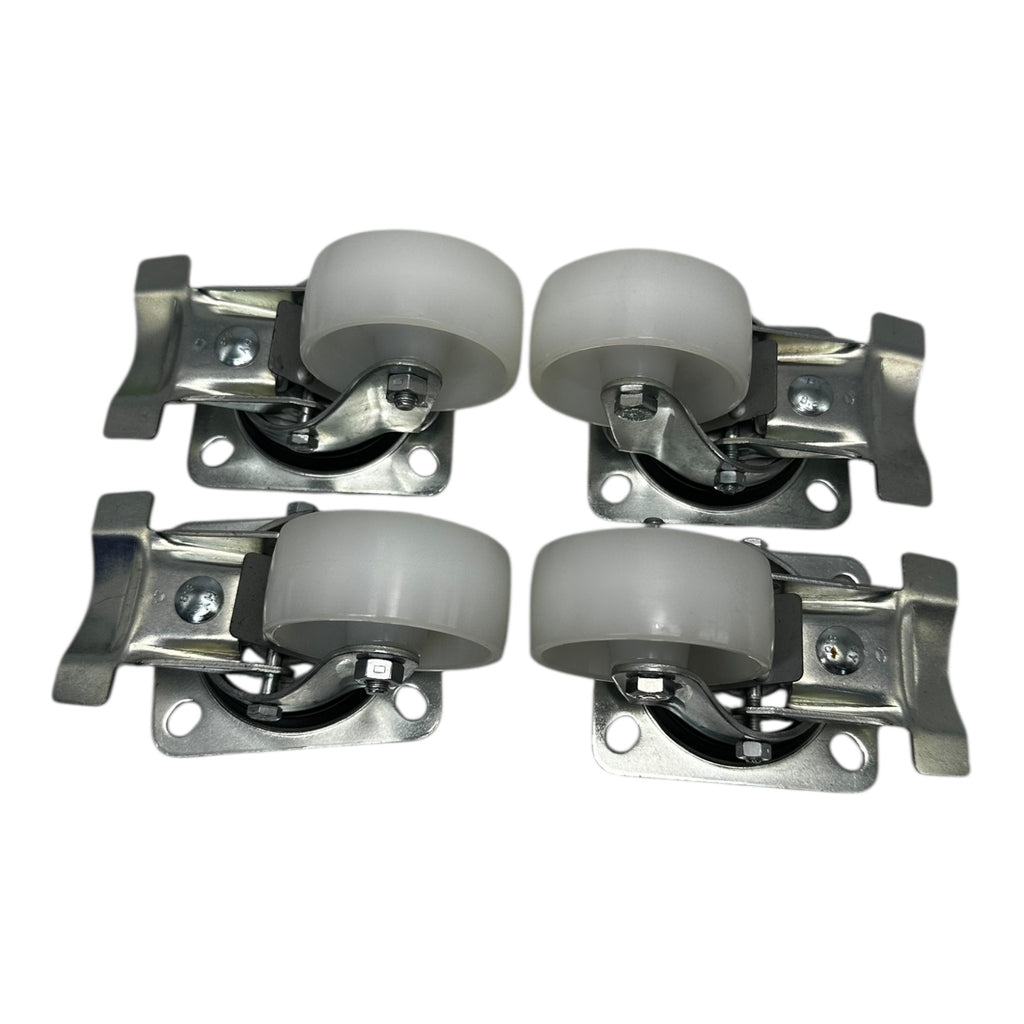 4x Lenkrolle 75mm Polyamid Schwerlast weisse Rolle mit Feststeller