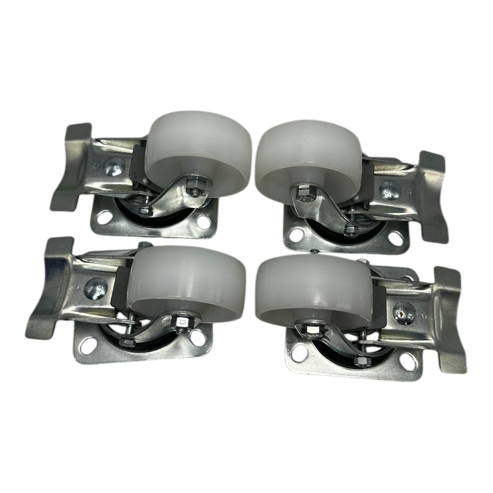 4x Lenkrolle 75mm Polyamid Schwerlast weisse Rolle mit Feststeller