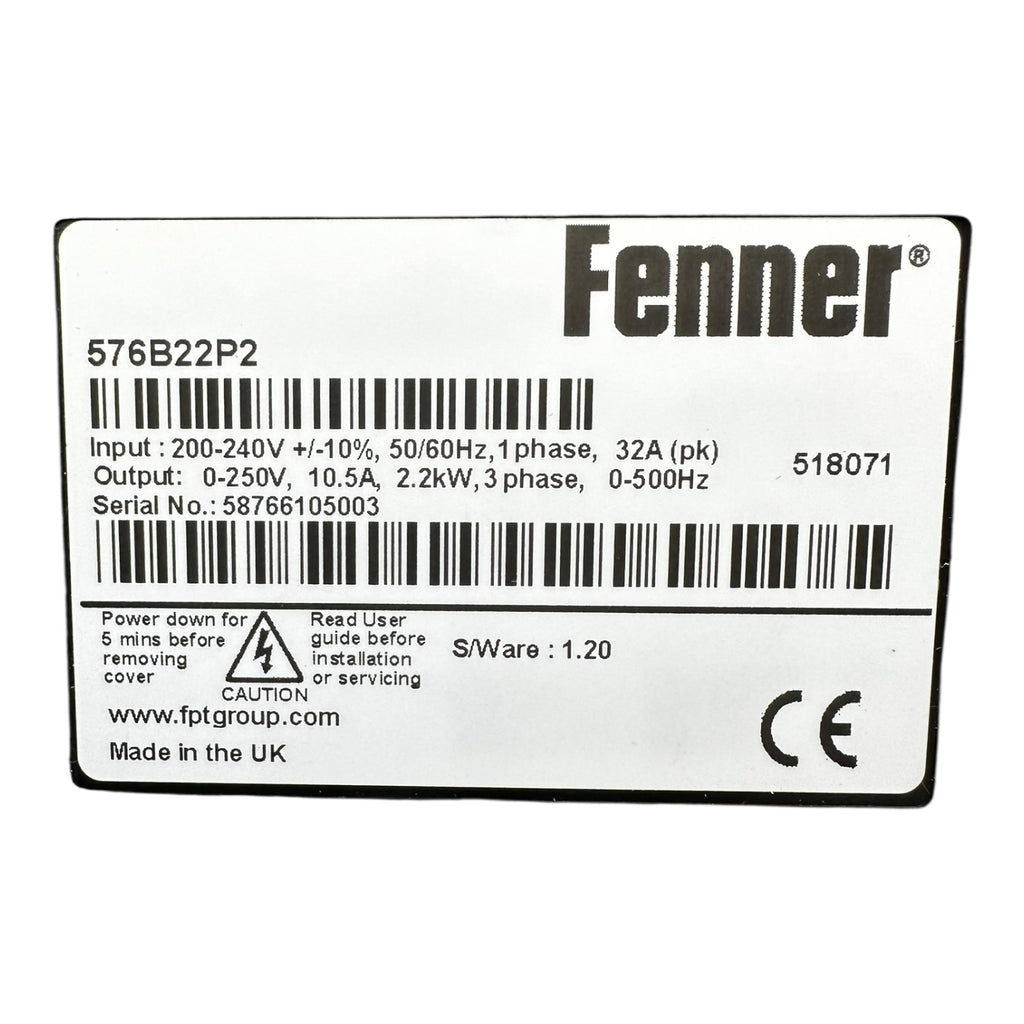 Fenner 576B22P2 Frequenzumrichter 2.2kW 1ph Eingang 3ph Ausgang IP66 UNUSED