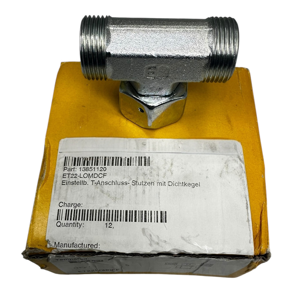 5x Parker ET22LOMDCF T-Anschluss-Stutzen mit Dichtkegel Gewinde Hydraulik