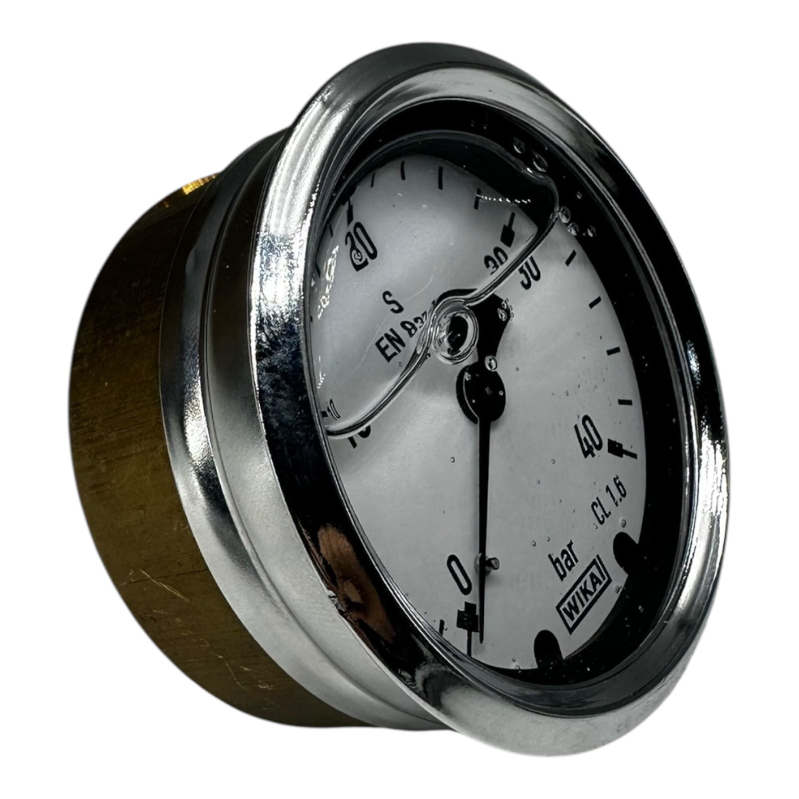 WIKA Manometer EN837 0–40 bar G1/4” hinten Glyzerin gefüllt Ø63mm CL1.6