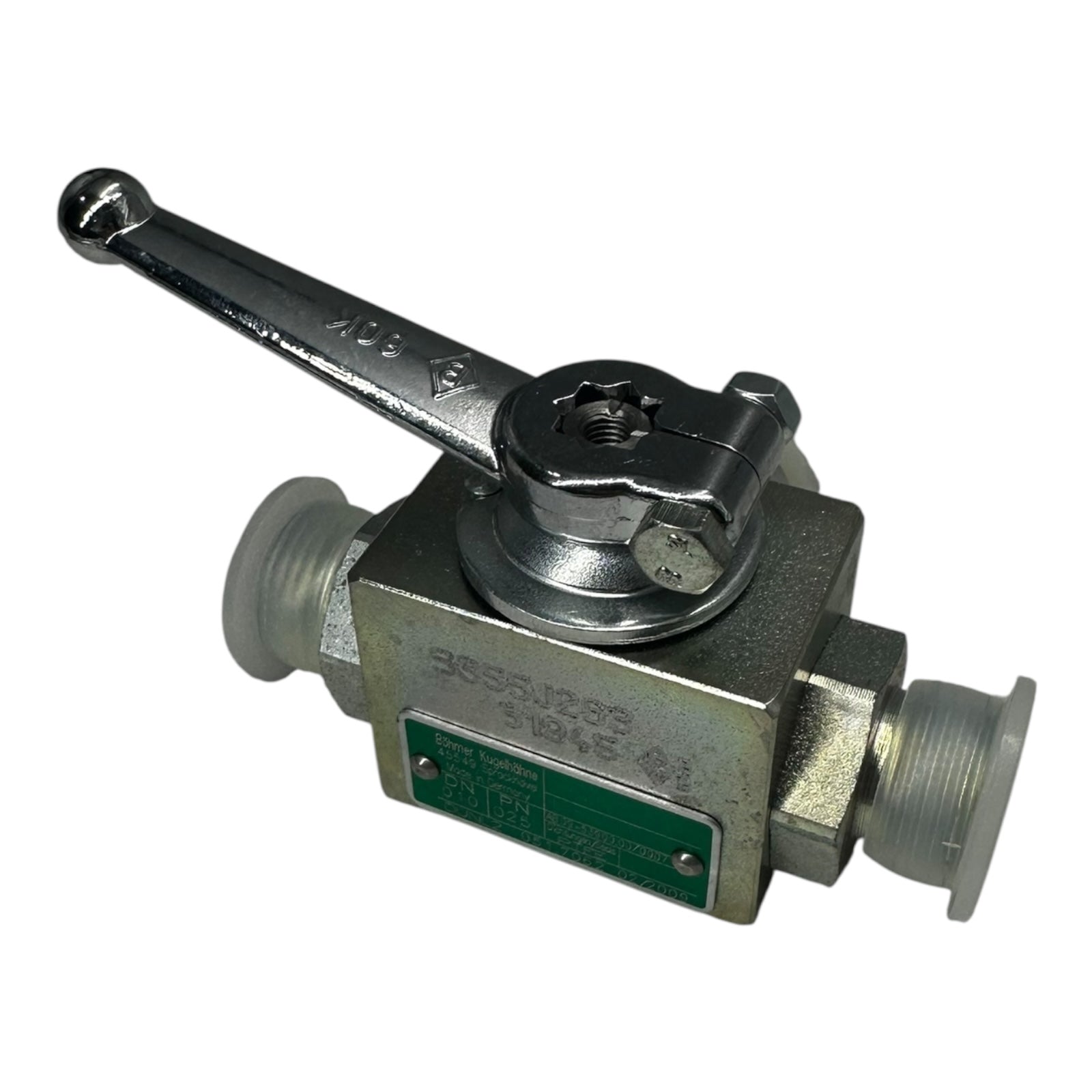 Böhmer Kugelhahn DN10 PN25 3-Wege Ventil Edelstahl PTFE Dichtung