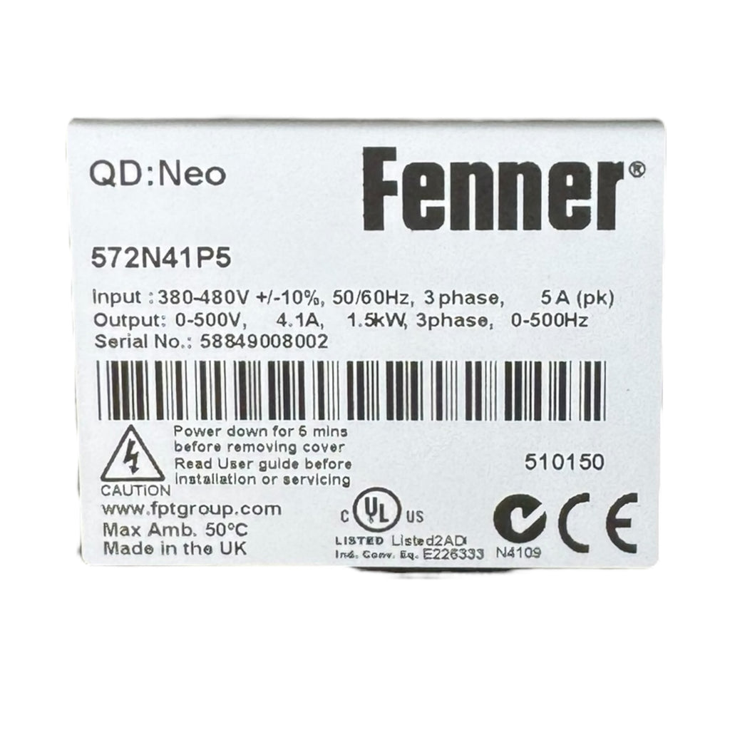 Fenner QD:Neo 572N41P5 Frequenzumrichter 1,5kW 380-480V 4,1A SW 1.3 UNUSED 3-PH