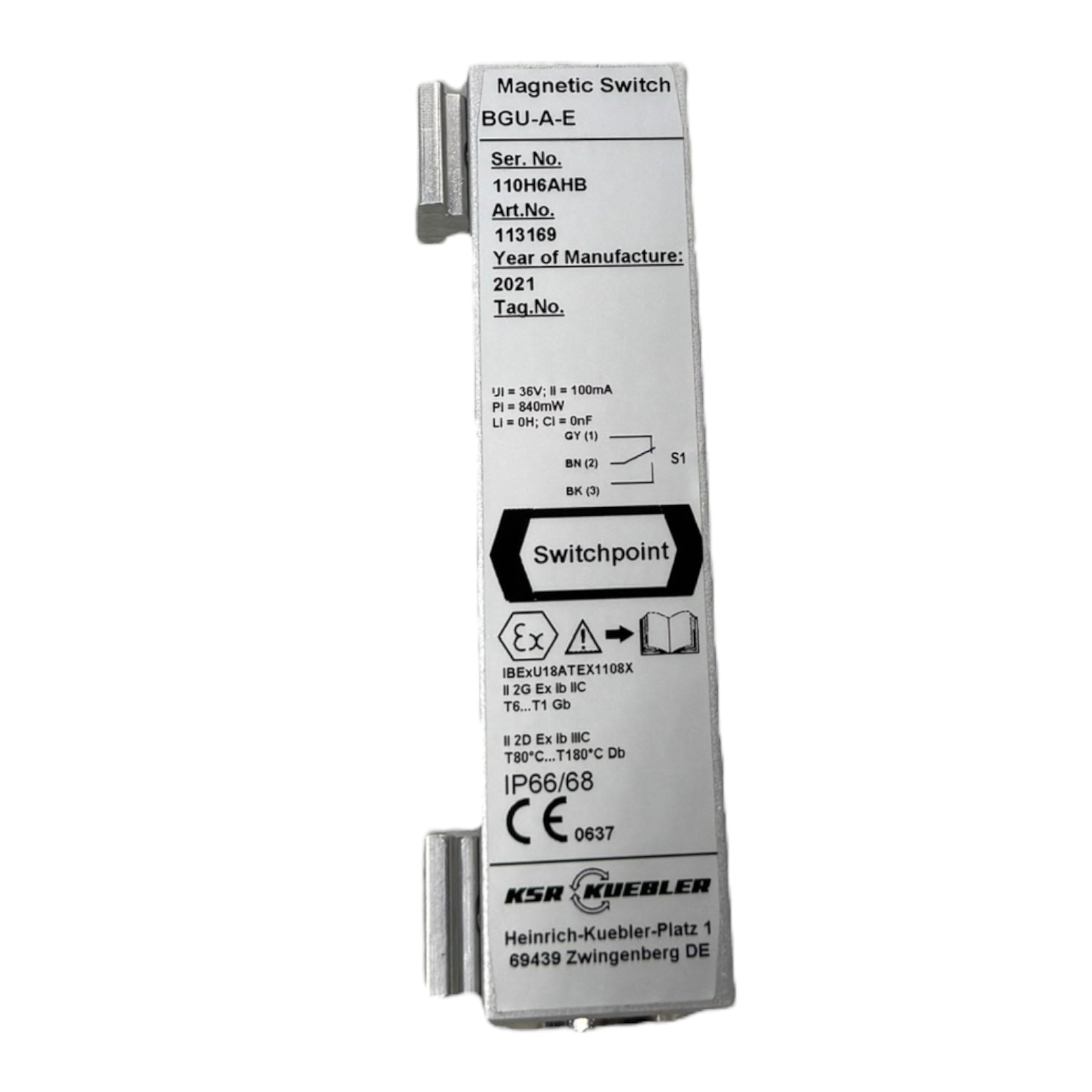 KSR KUEBLER BGU-A-E 113169 Magnetischer Endschalter IP66/68 ATEX 36VDC 100mA