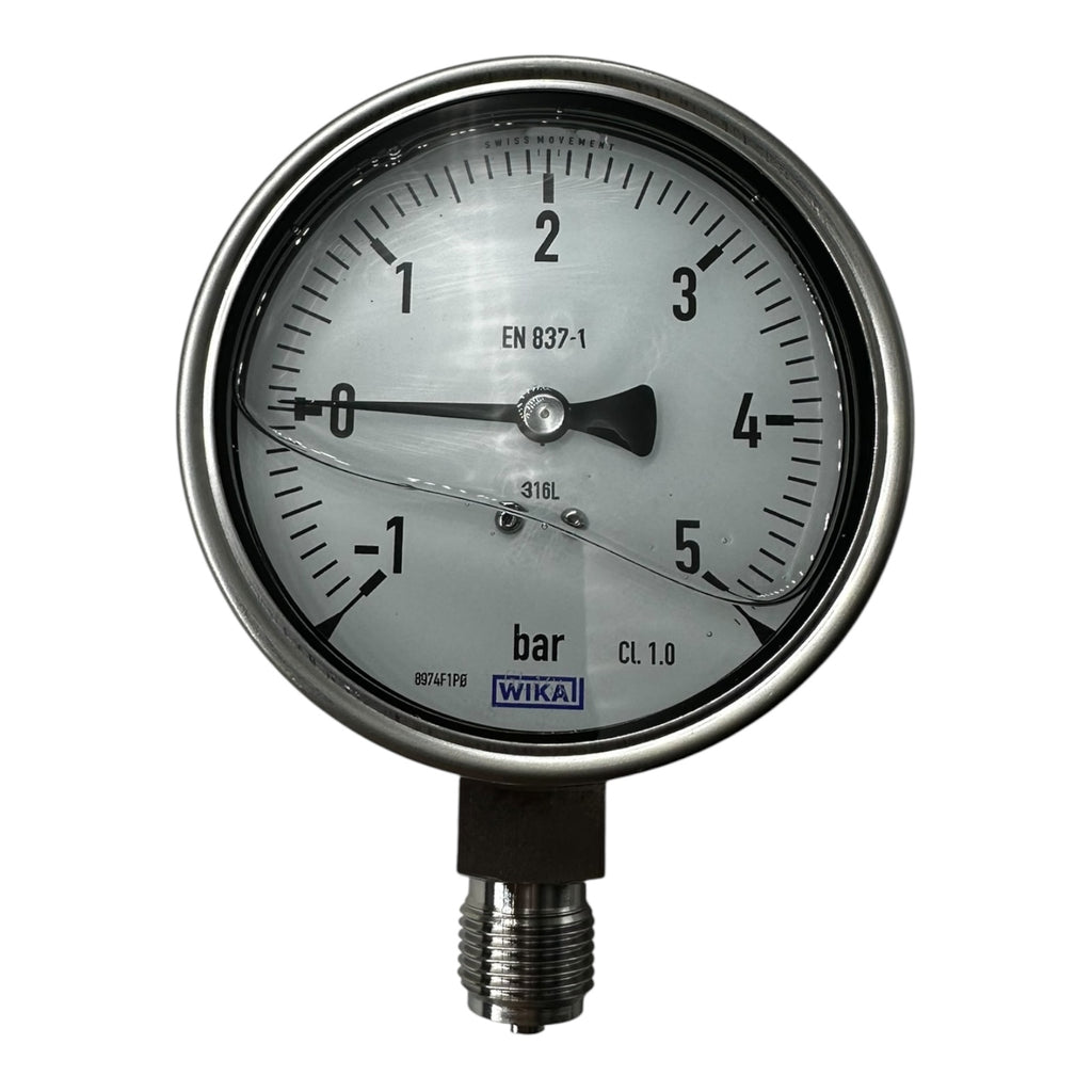 Wika Manometer -1…5 bar Ø100mm EN 837-1 Edelstahl 316L CL1.0 G1/2B neu