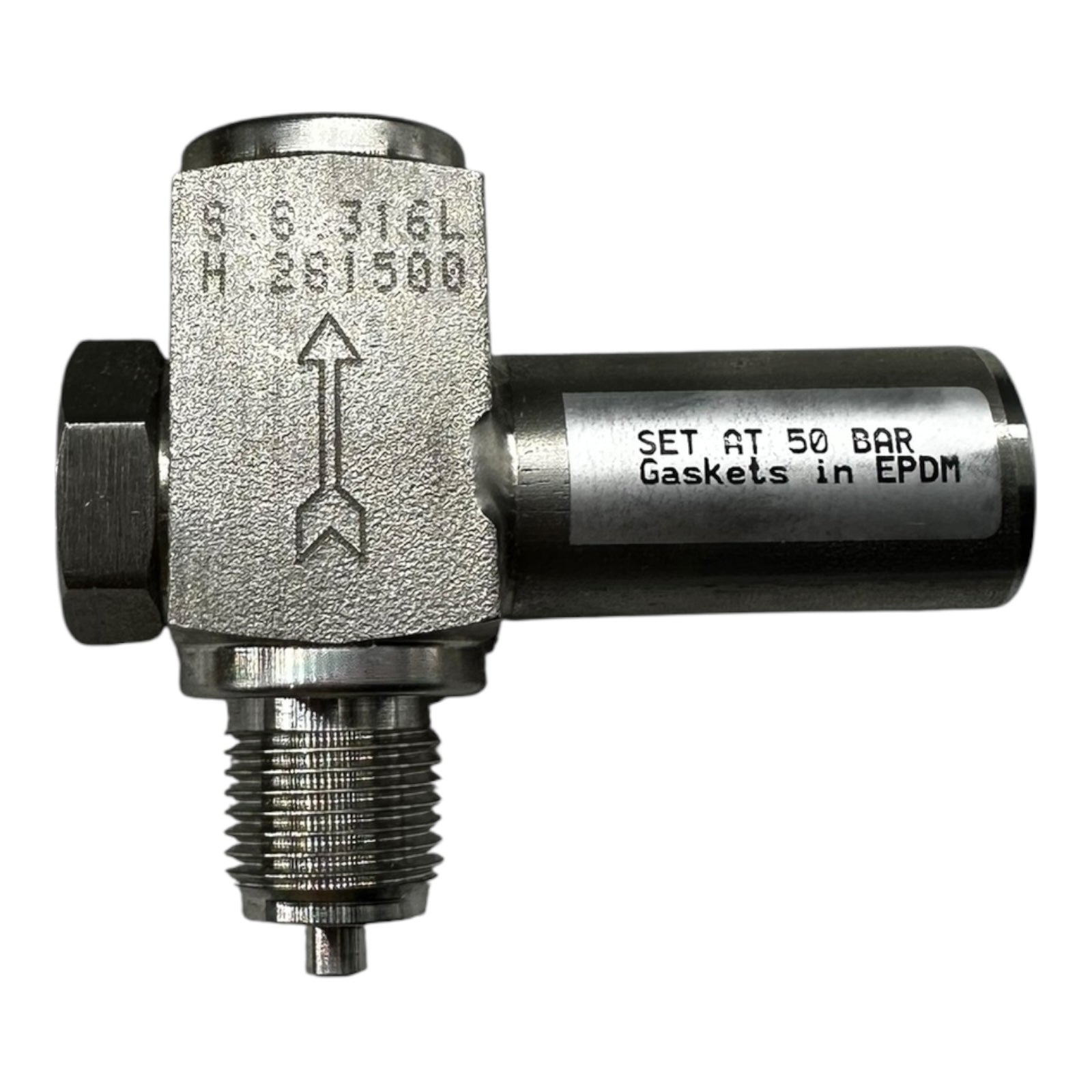 Sicherheitsventil Edelstahl 316L Überdruckventil 50 bar EPDM Dichtung G1/4