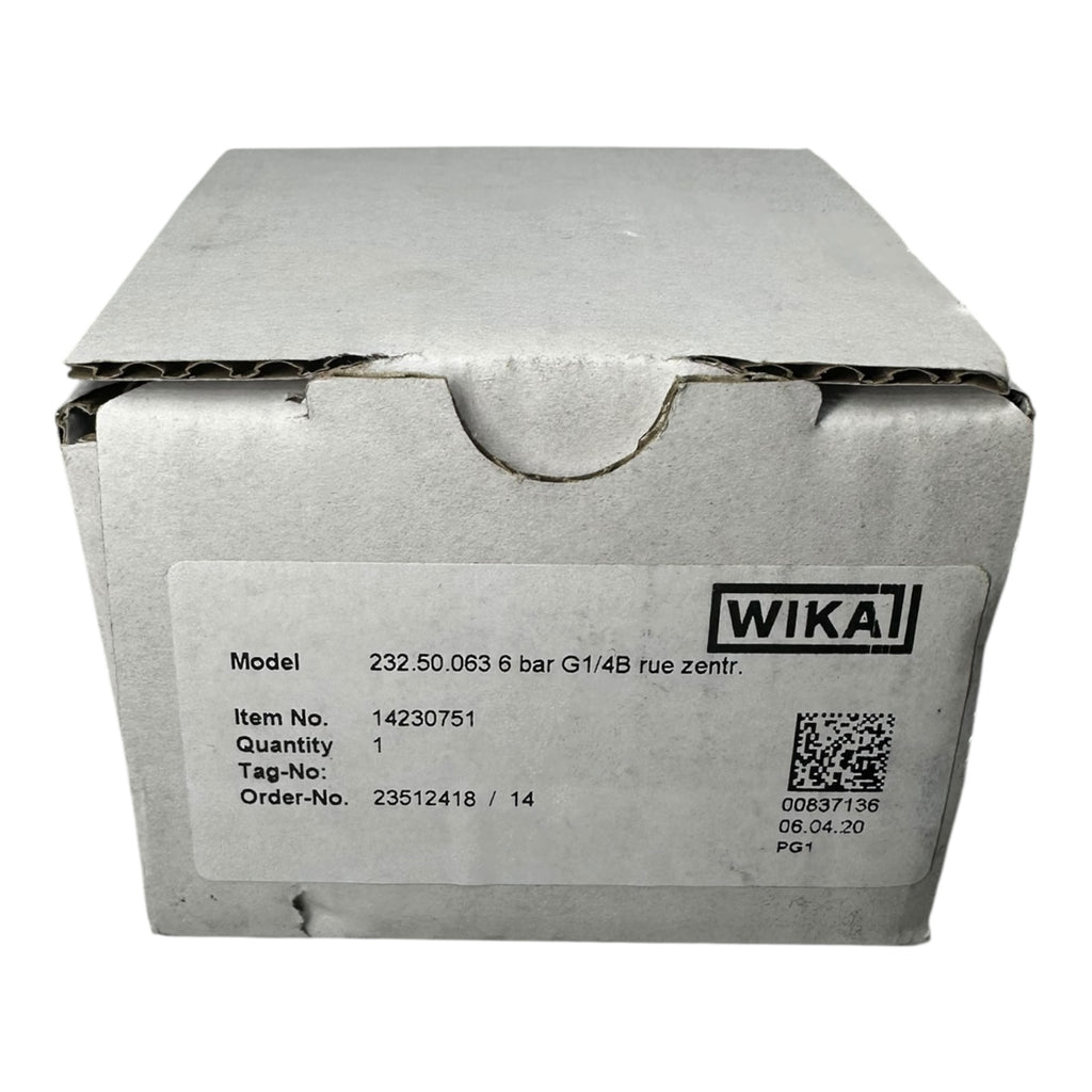 WIKA Manometer 232.50.063 6 bar G1/4B unten Edelstahl 63mm Druckmesser