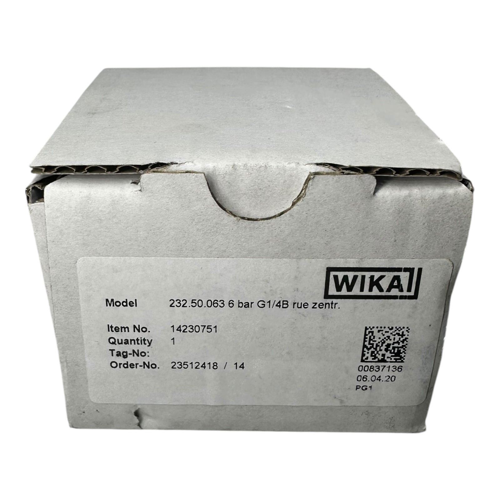 WIKA Manometer 232.50.063 6 bar G1/4B unten Edelstahl 63mm Druckmesser