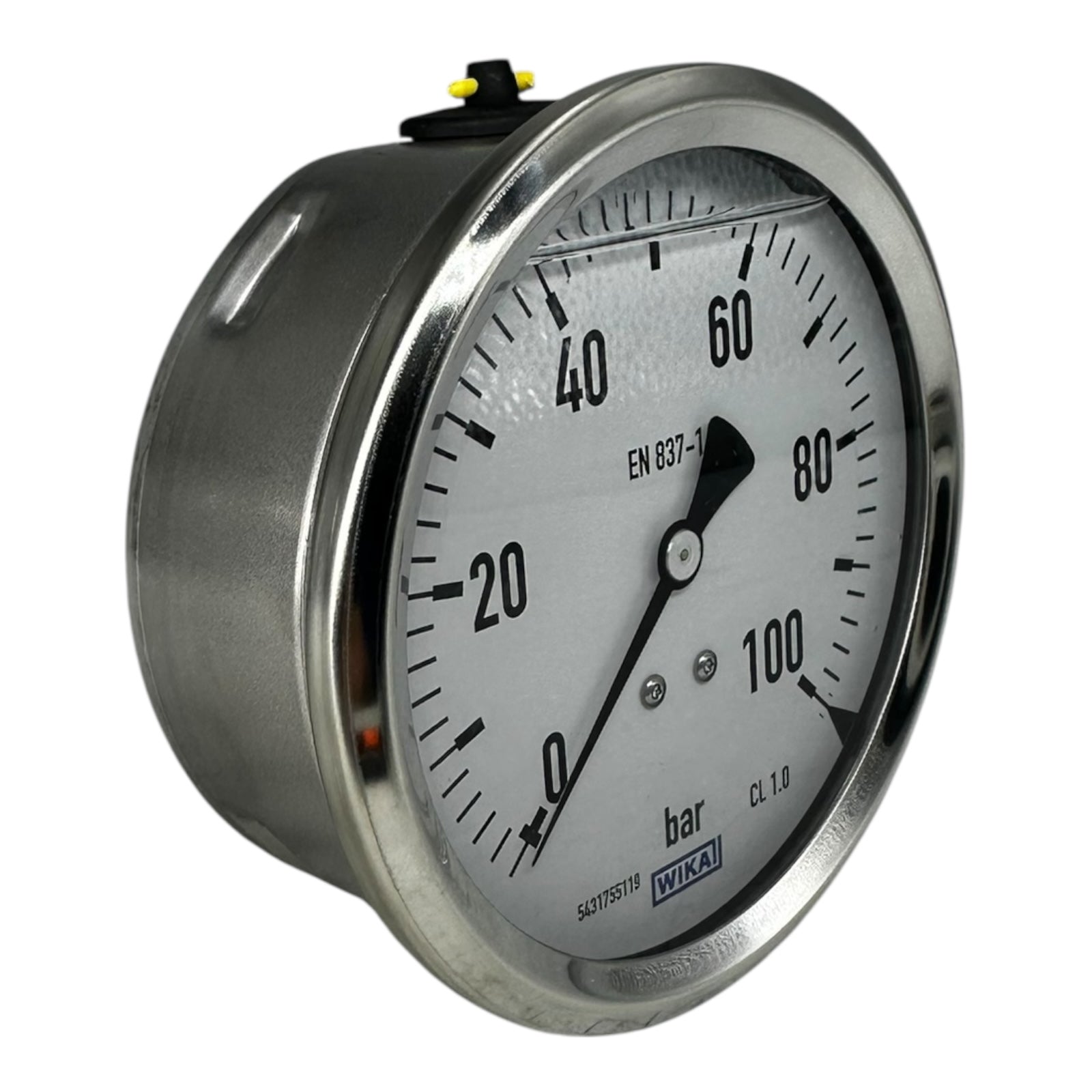 WIKA Manometer 0–100 bar G1/2B unten Ø100mm Edelstahl Druckmesser CL 1.0