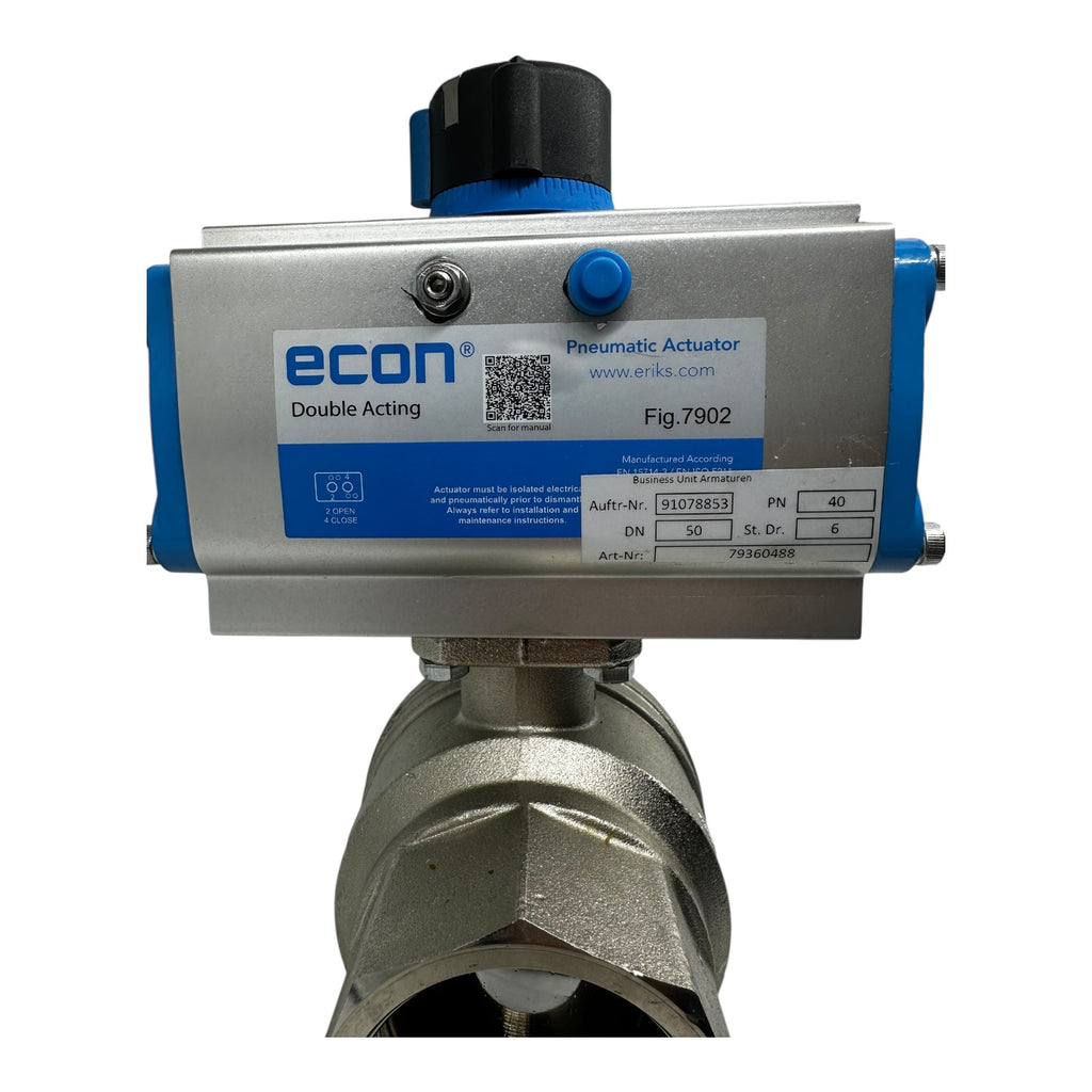 Econ Pneumatic Actuator Fig.7902 DN50 PN40 Kugelhahn Edelstahl doppeltwirkend