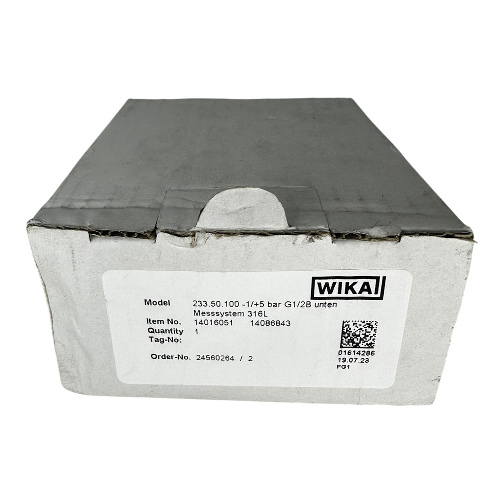 WIKA Manometer 233.50.100 -1/+5 bar G1/2B Edelstahl 316L EN837-1 neu