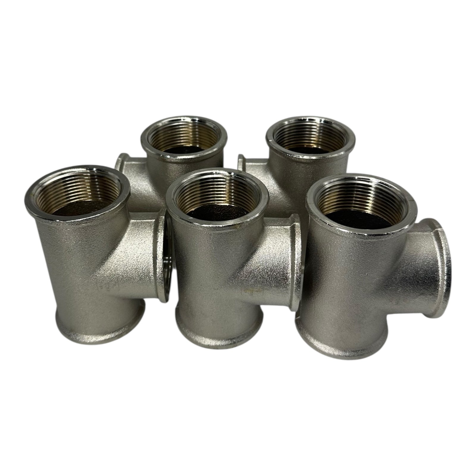 5x T-Stück 1½” FFF vernickelt Messing TEE Fitting Made in Italy Sanitär PN16