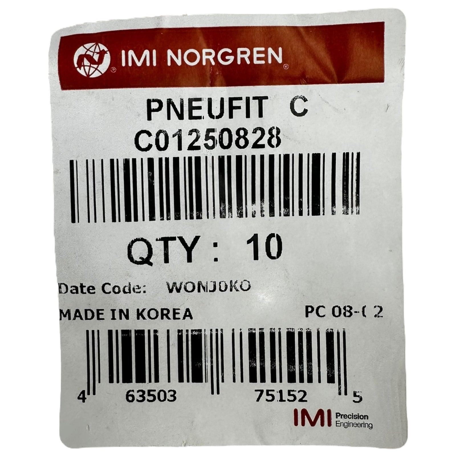 10x IMI Norgren C01250828 Pneufit C Steckanschluss PC08-02 Messing vernickelt