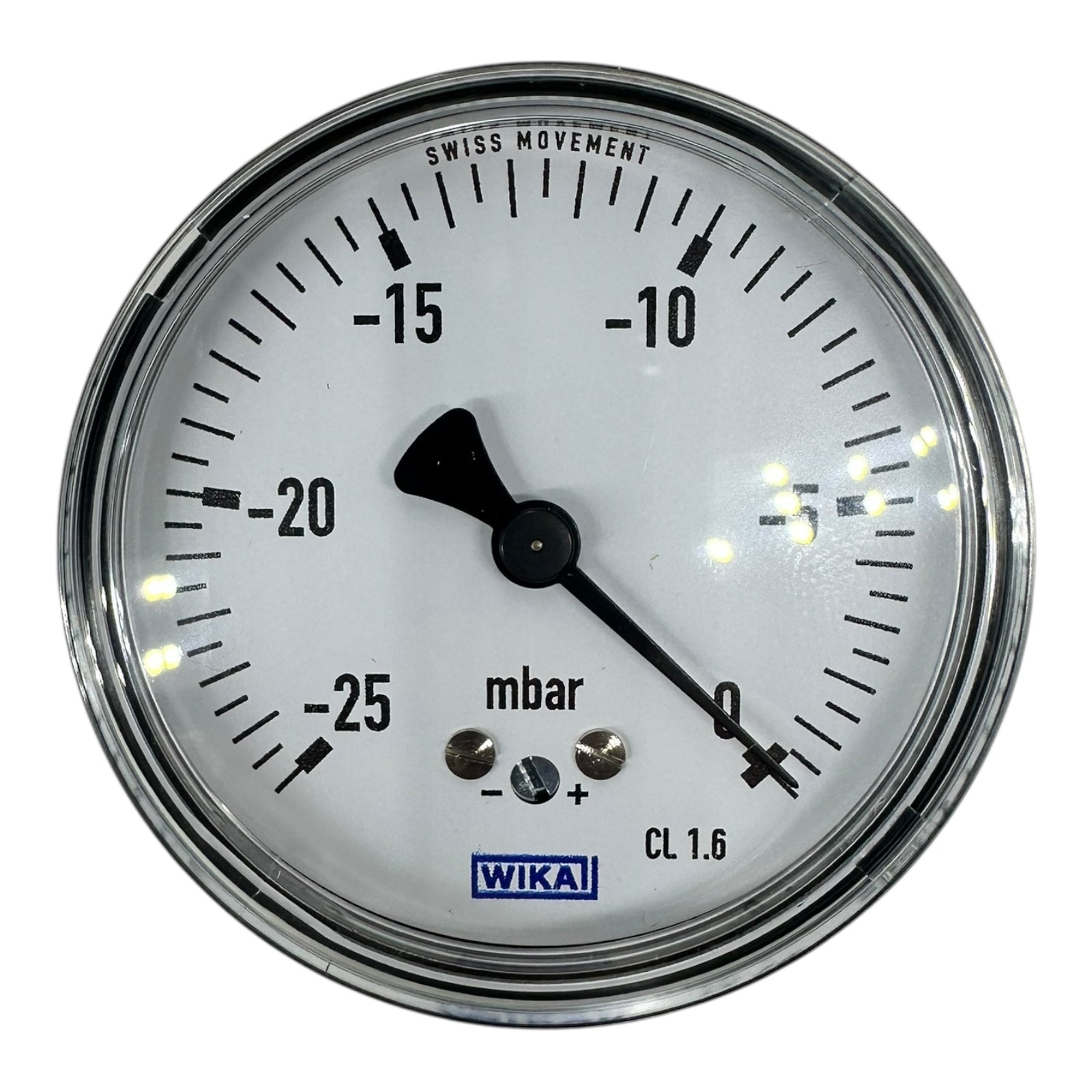 WIKA 611.10.063 Manometer -25…0 mbar G1/4B Ø63 mm Unterdruckanzeige CL1.6