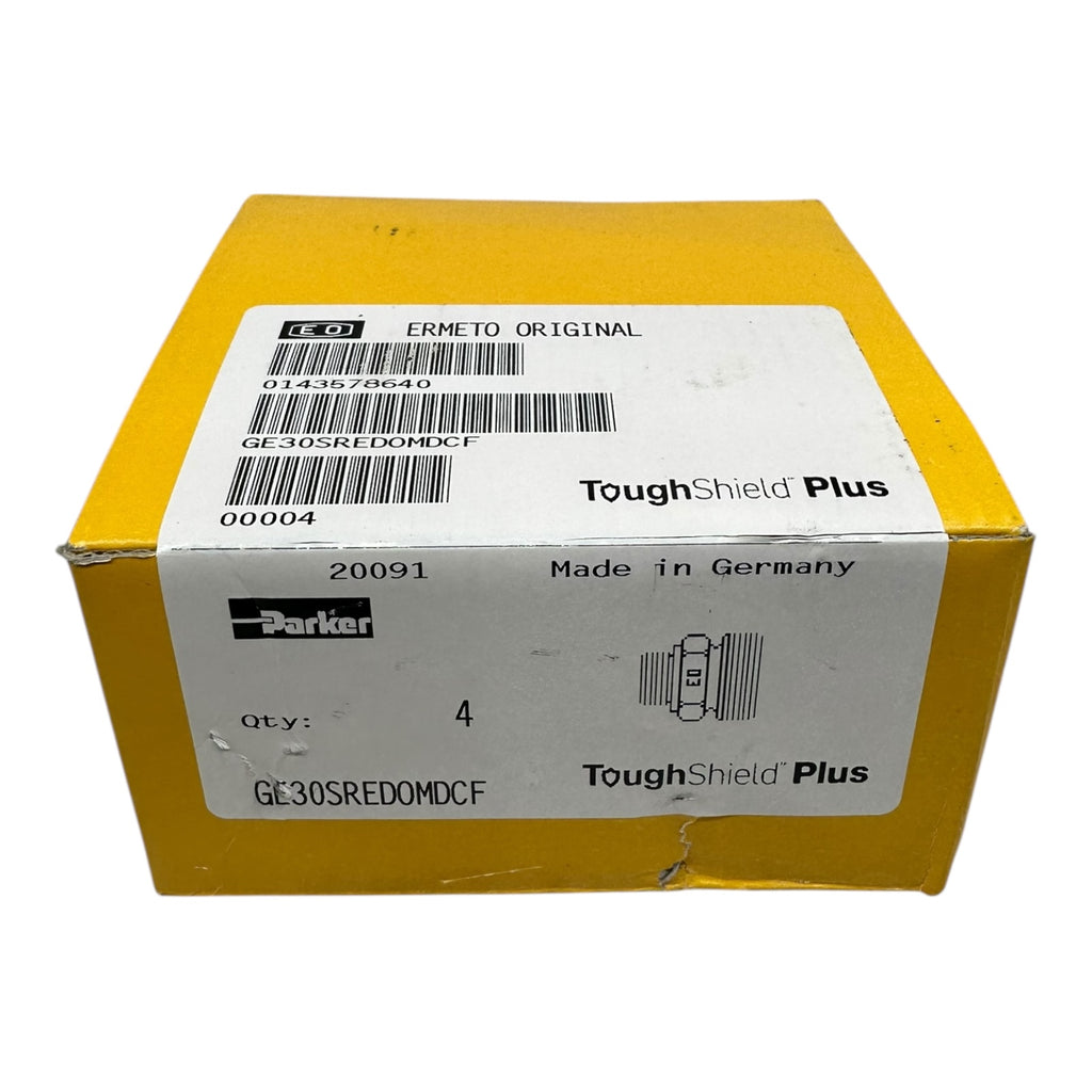 4x Parker Ermeto GE30SREDOMDCF Hydraulik Adapter ToughShield Plus Außengewinde