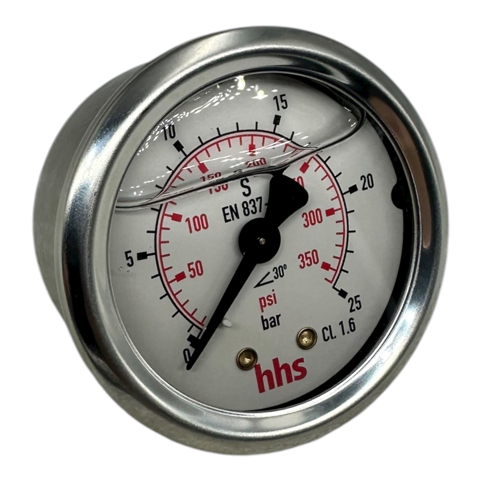 2x WIKA hhs Manometer 0–25 bar 0–350 psi G1/4B EN 837 CL 1.6 Druckmessgerät